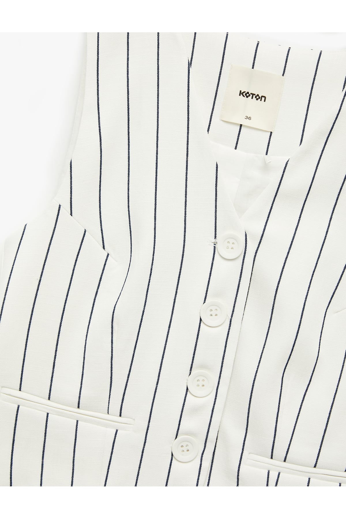 Slim Fit V Yaka Kolsuz Çizgili Crop Yelek