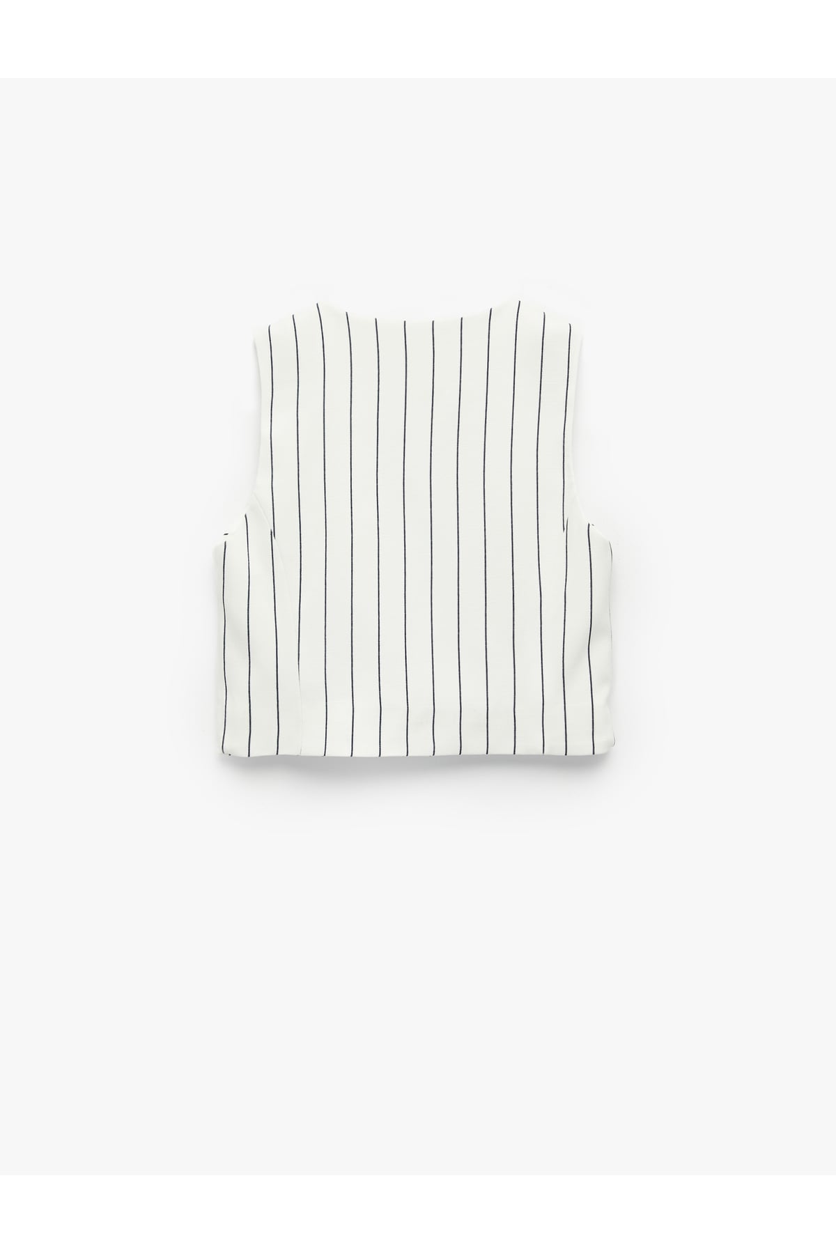 Slim Fit V Yaka Kolsuz Çizgili Crop Yelek