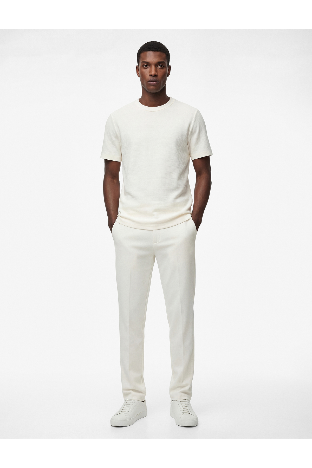 Slim Fit Viskon Karışımlı Cepli Düğmeli Chino Pantolon