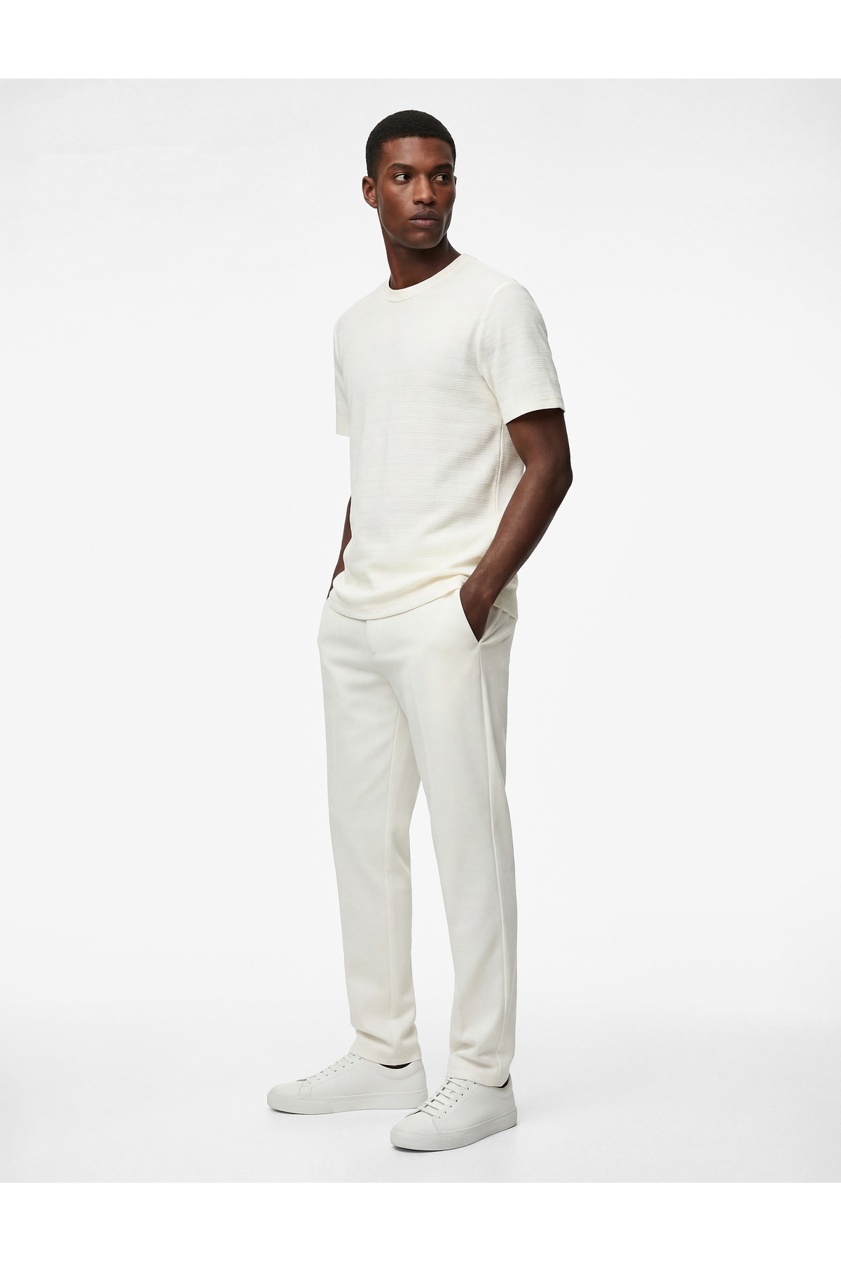 Slim Fit Viskon Karışımlı Cepli Düğmeli Chino Pantolon