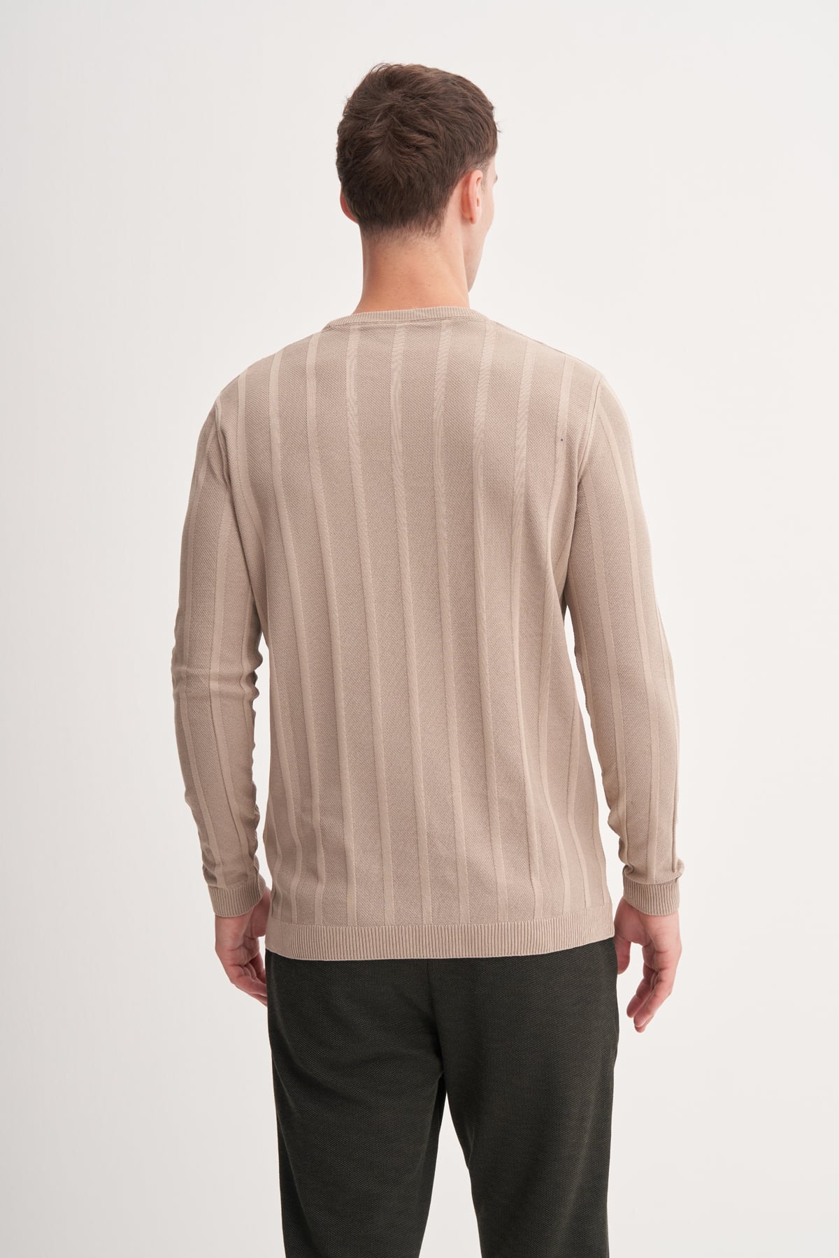 Slim Fit Viskon Kumaş Premium Bisiklet Yaka Kazak-33085