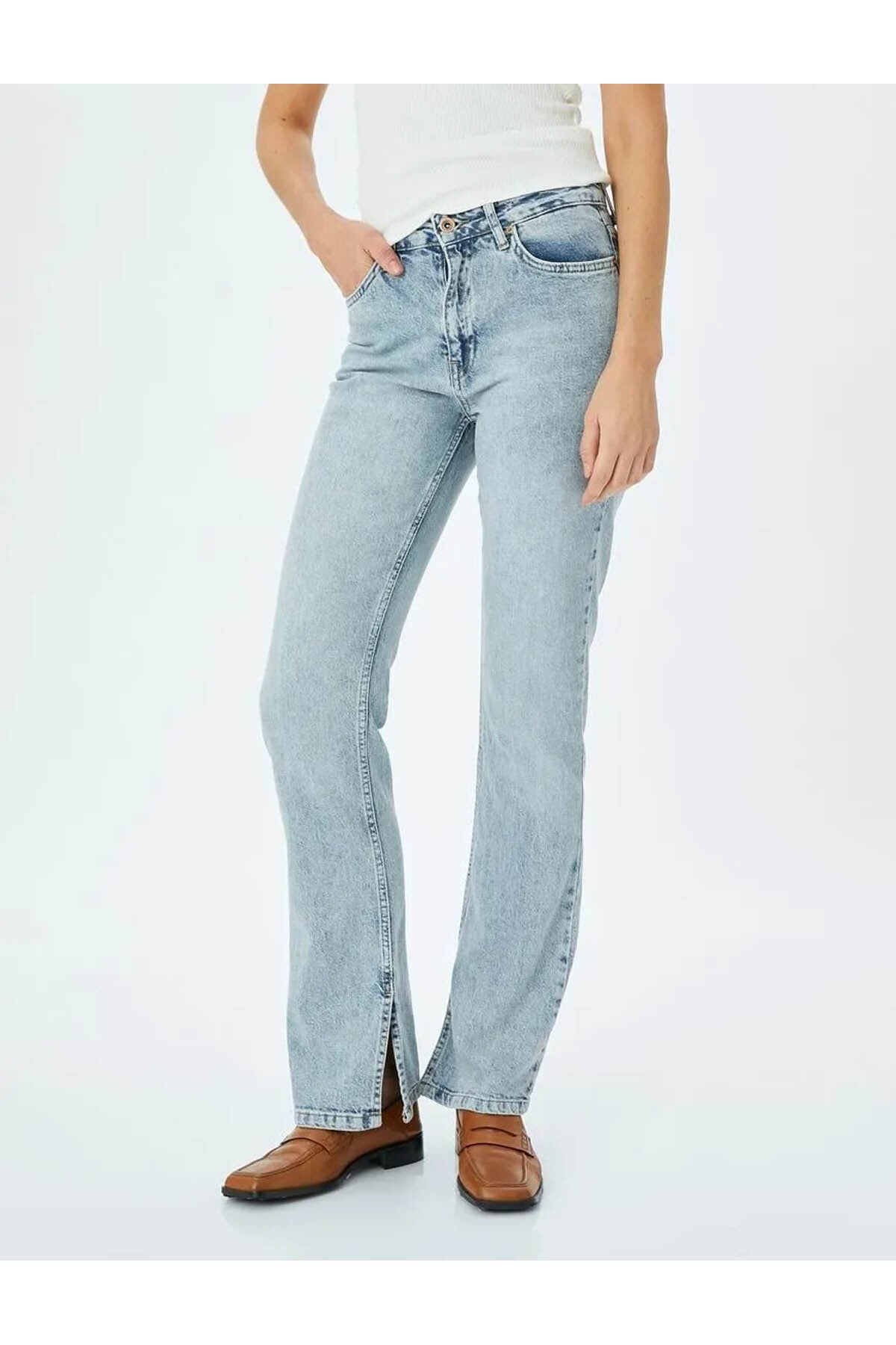 Slim Flare-Yüksek Bel İspanyol Paça Skinny Fit indigo Kadın Jean Pantolon 5SAL40044MD