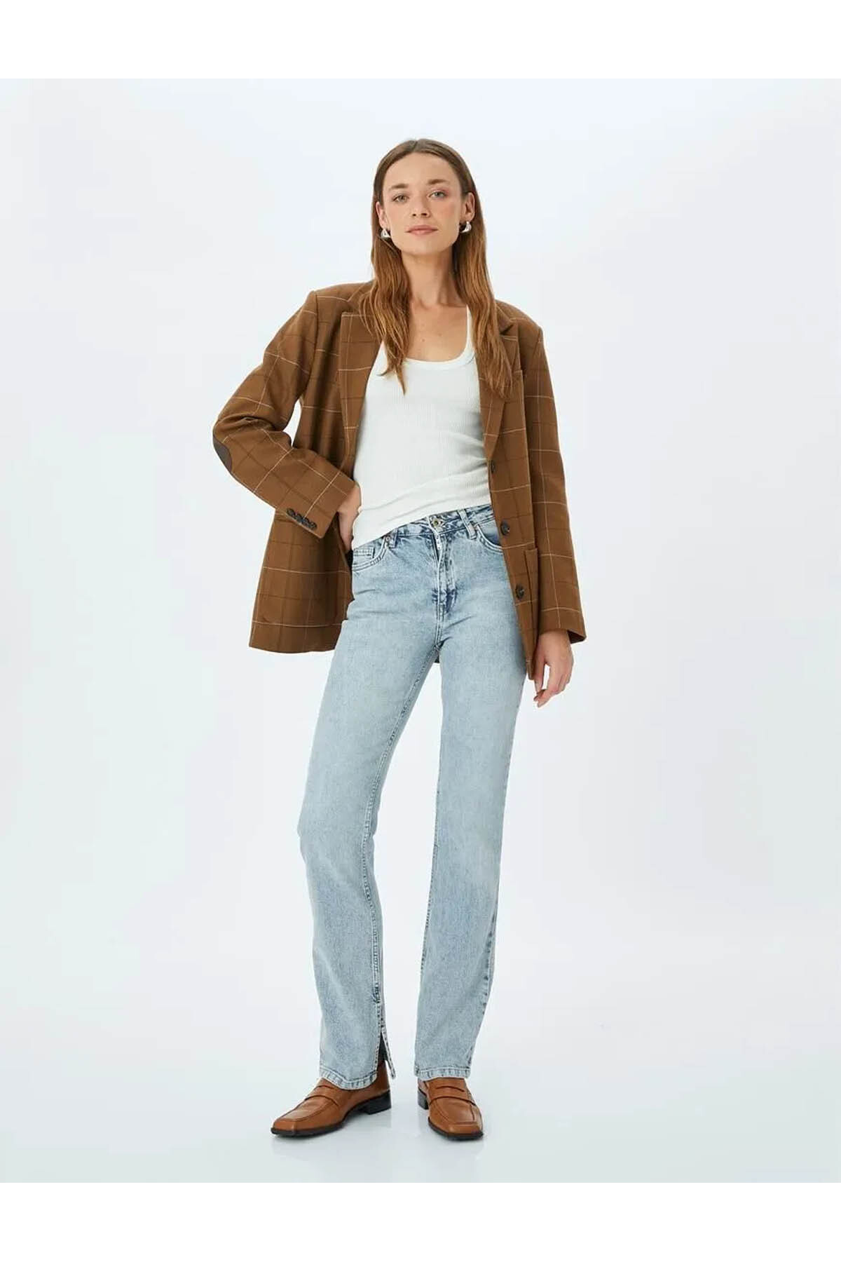 Slim Flare-Yüksek Bel İspanyol Paça Skinny Fit indigo Kadın Jean Pantolon 5SAL40044MD