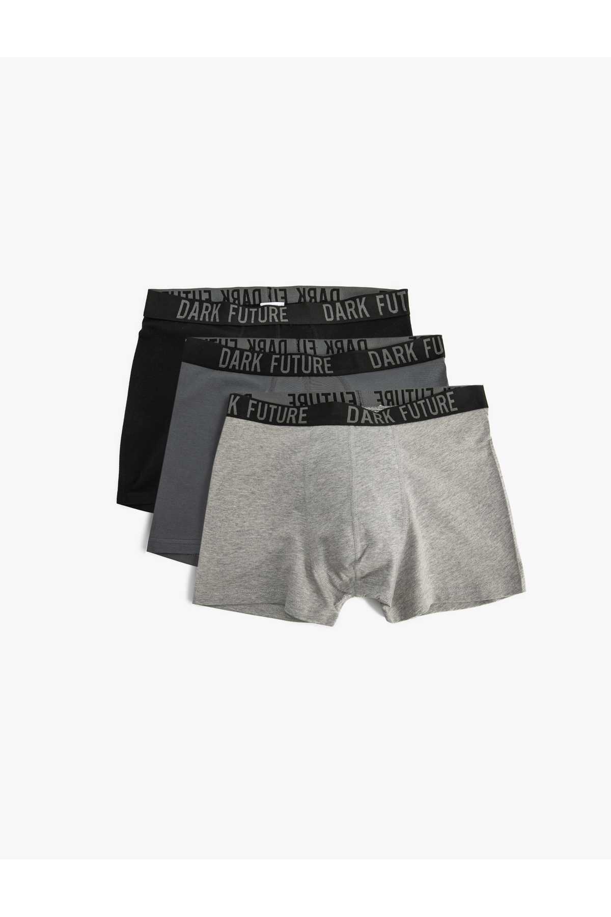 Slogan Baskılı Bel Detaylı Pamuklu 3'lü Boxer Seti