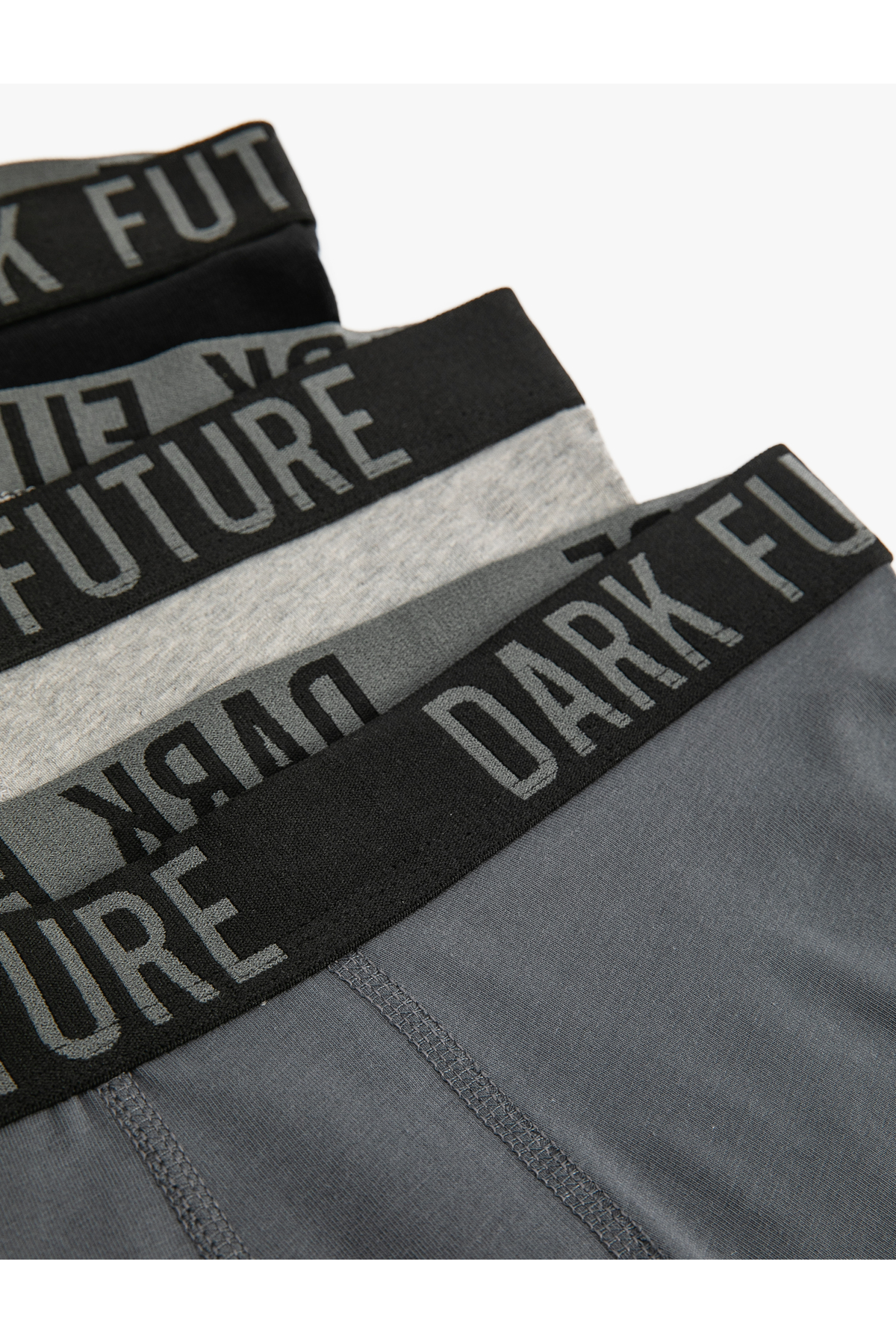 Slogan Baskılı Bel Detaylı Pamuklu 3'lü Boxer Seti