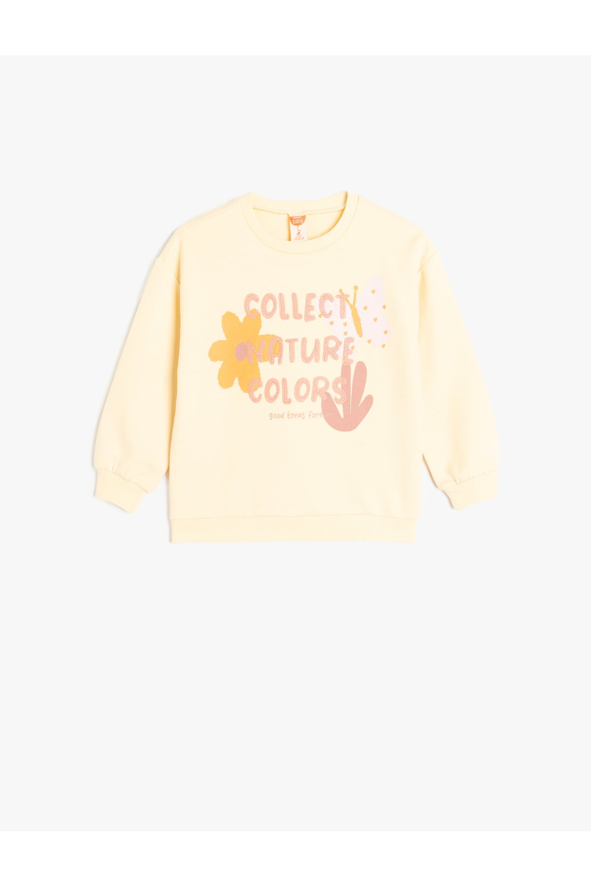 Slogan Baskılı Bisiklet Yaka Uzun Kollu Pamuklu Sweatshirt