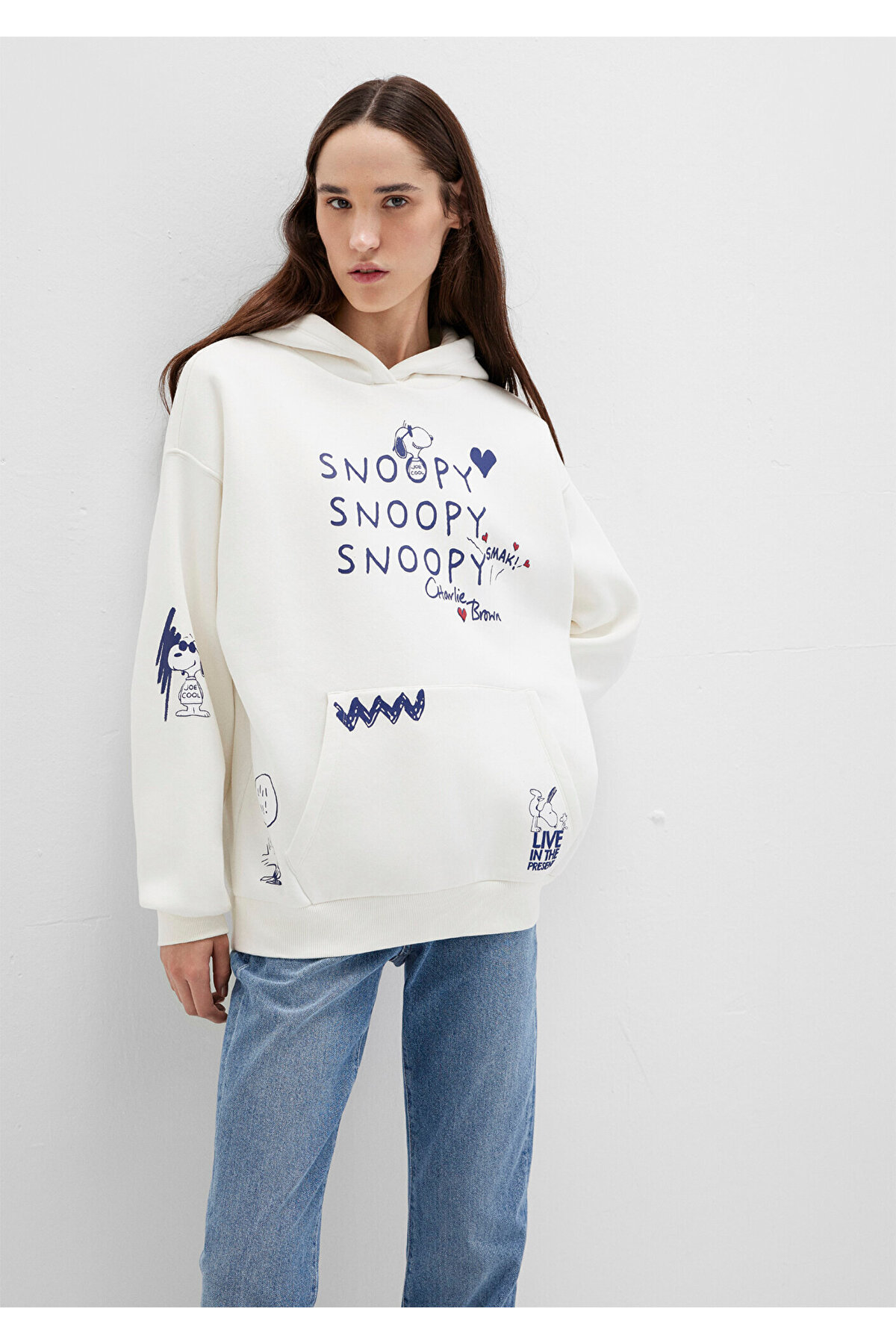 Snoopy Baskılı Ekru Sweatshirt 1S10470-80194