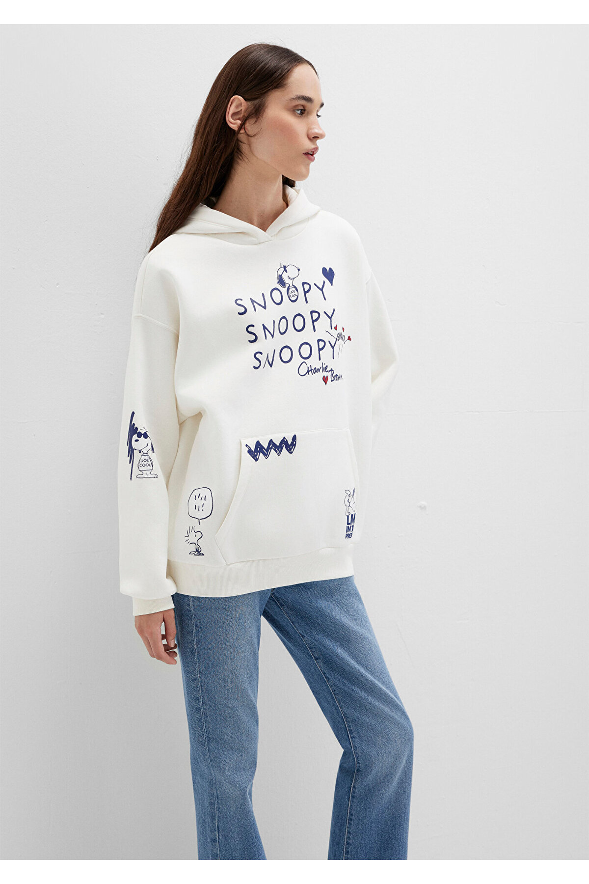 Snoopy Baskılı Ekru Sweatshirt 1S10470-80194