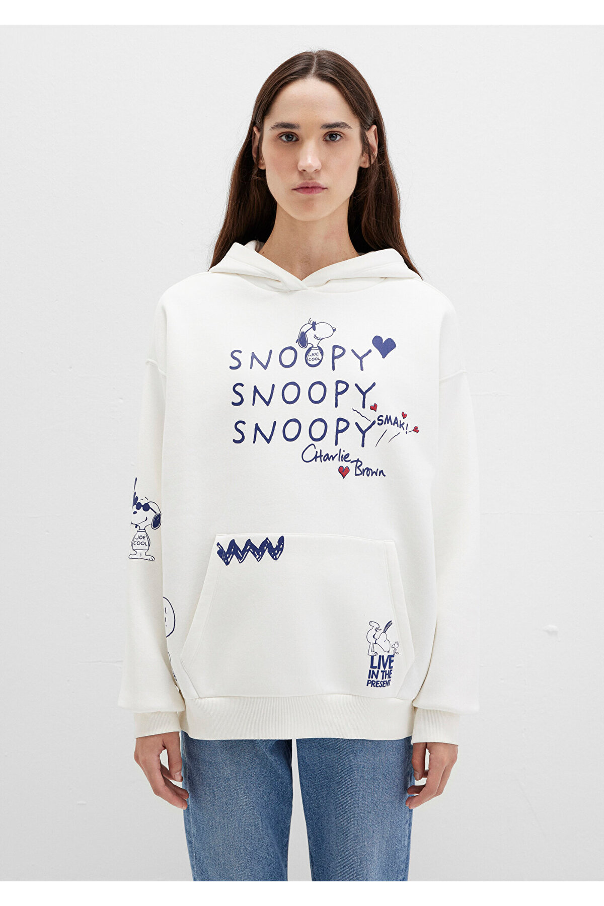 Snoopy Baskılı Ekru Sweatshirt 1S10470-80194
