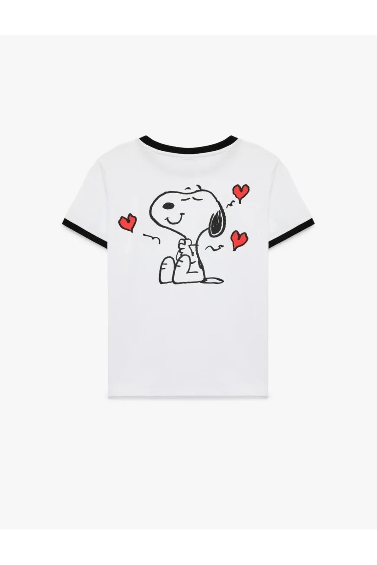 Snoopy Lisanslı Kısa Kollu Bisiklet Yaka Arkası Baskılı Tişört