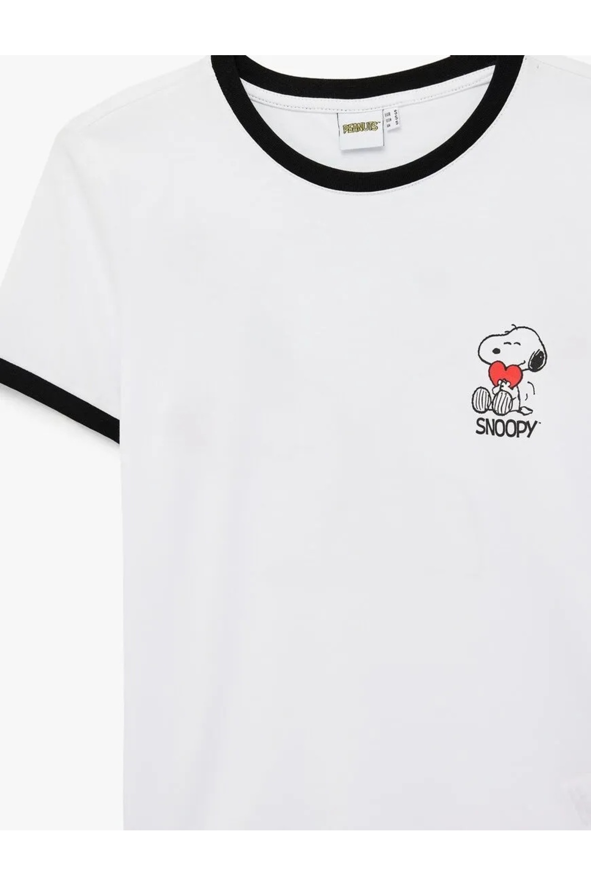 Snoopy Lisanslı Kısa Kollu Bisiklet Yaka Arkası Baskılı Tişört