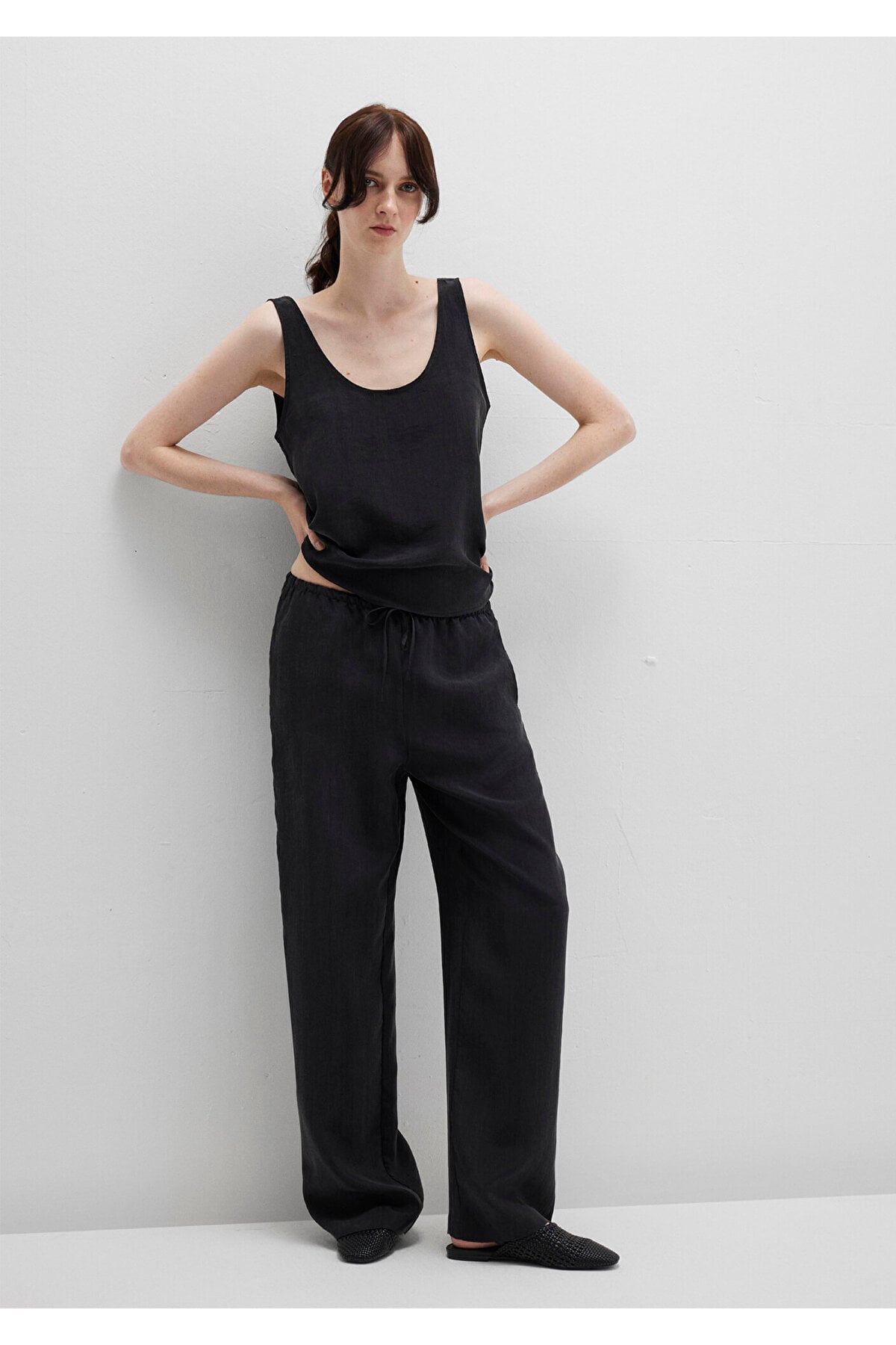Soft-Premium Beli Bağcıklı Antrasit Liyosel Pantolon 1011023-70087