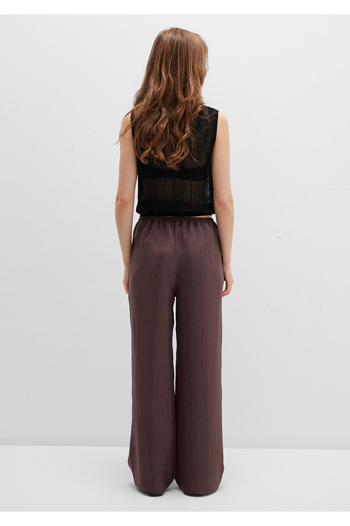 Soft-Premium Beli Bağcıklı Kahverengi Liyosel Pantolon 1011023-70259