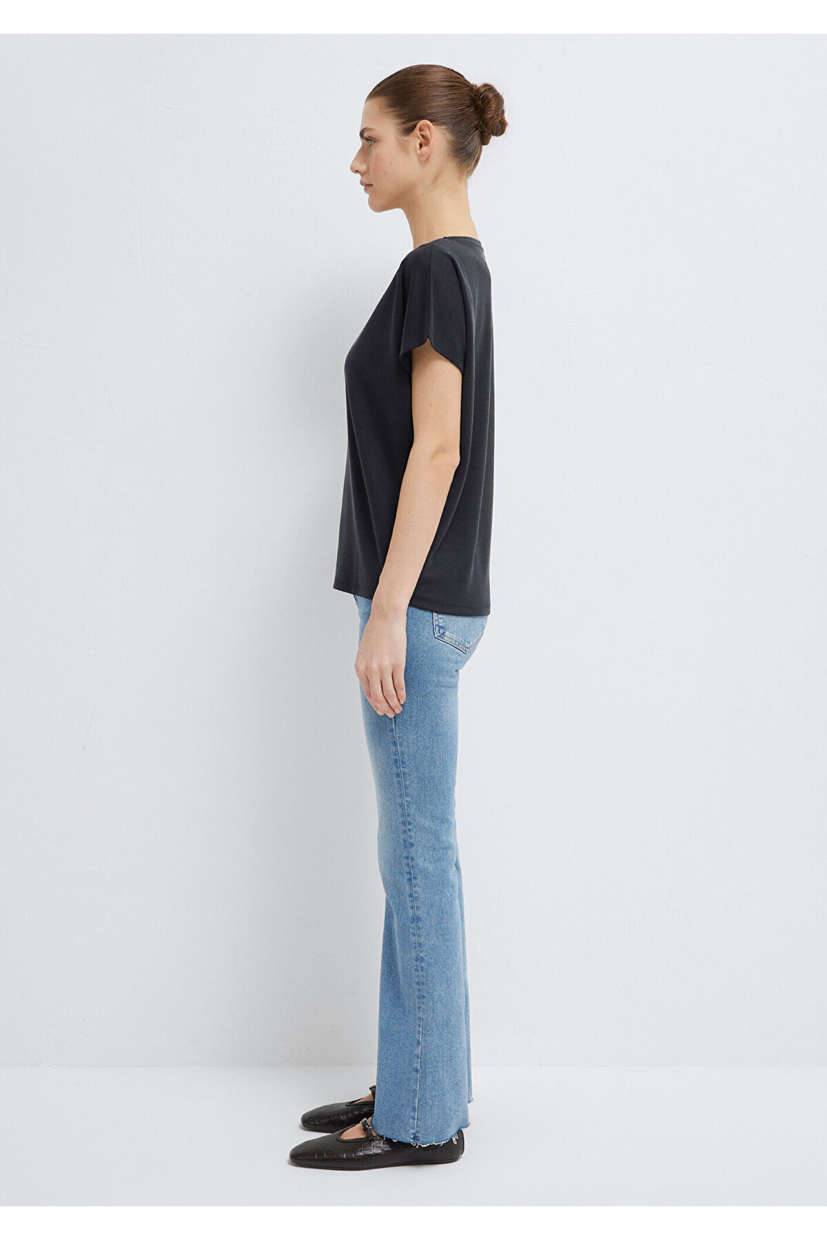 Soft-Premium Siyah (TENCEL™) Modal Karışımlı Basic Tişört Loose Fit / Bol Rahat Kesim 167245-900