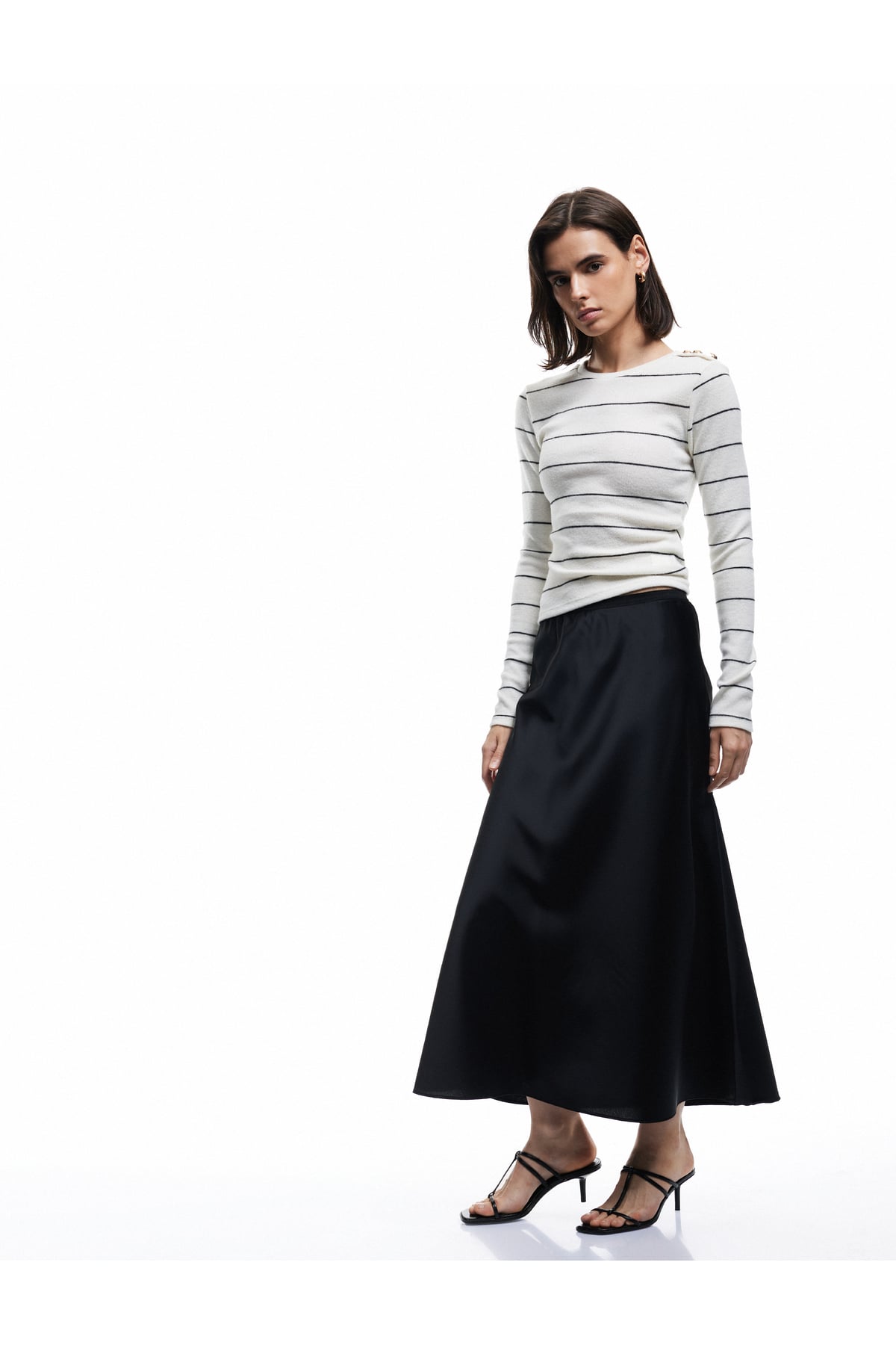 Standart Bel Regular Fit Saten Midi Etek