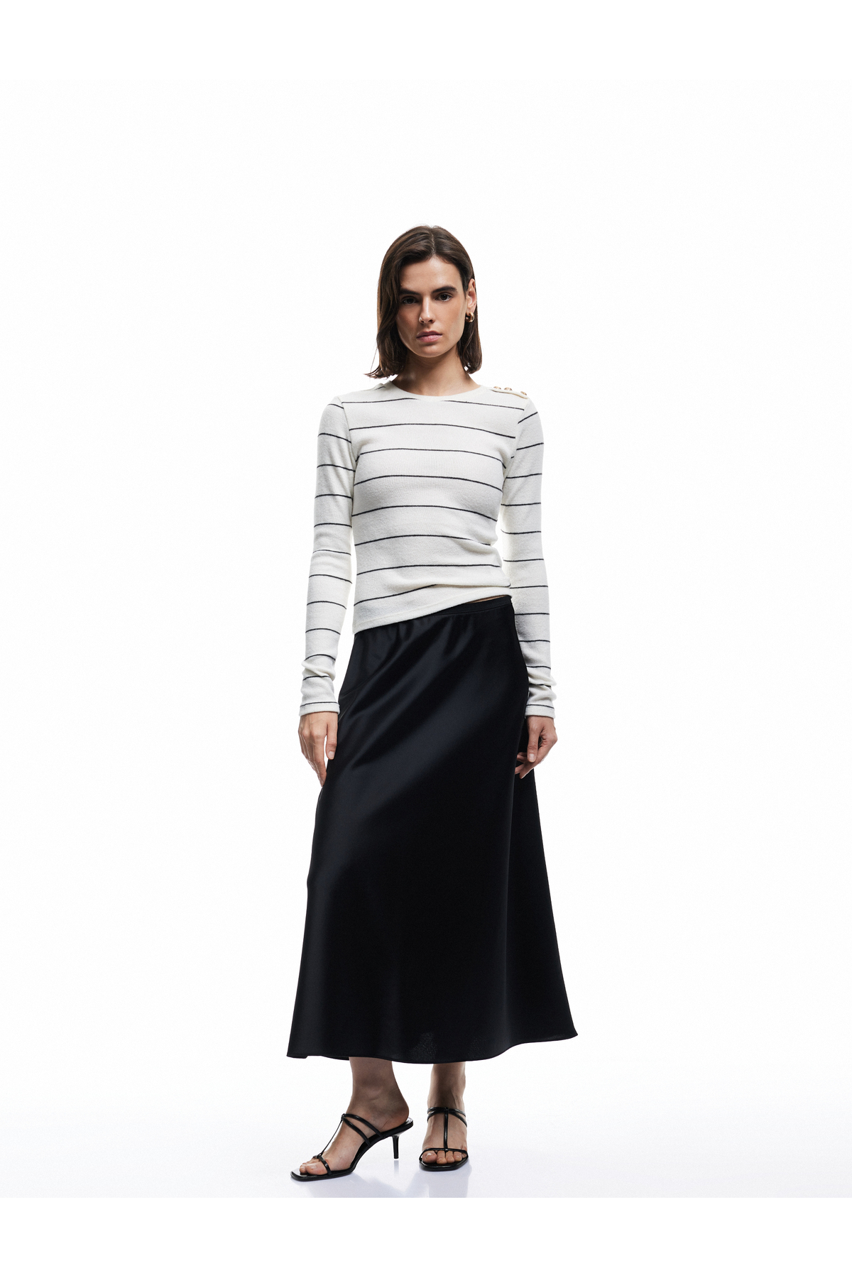 Standart Bel Regular Fit Saten Midi Etek