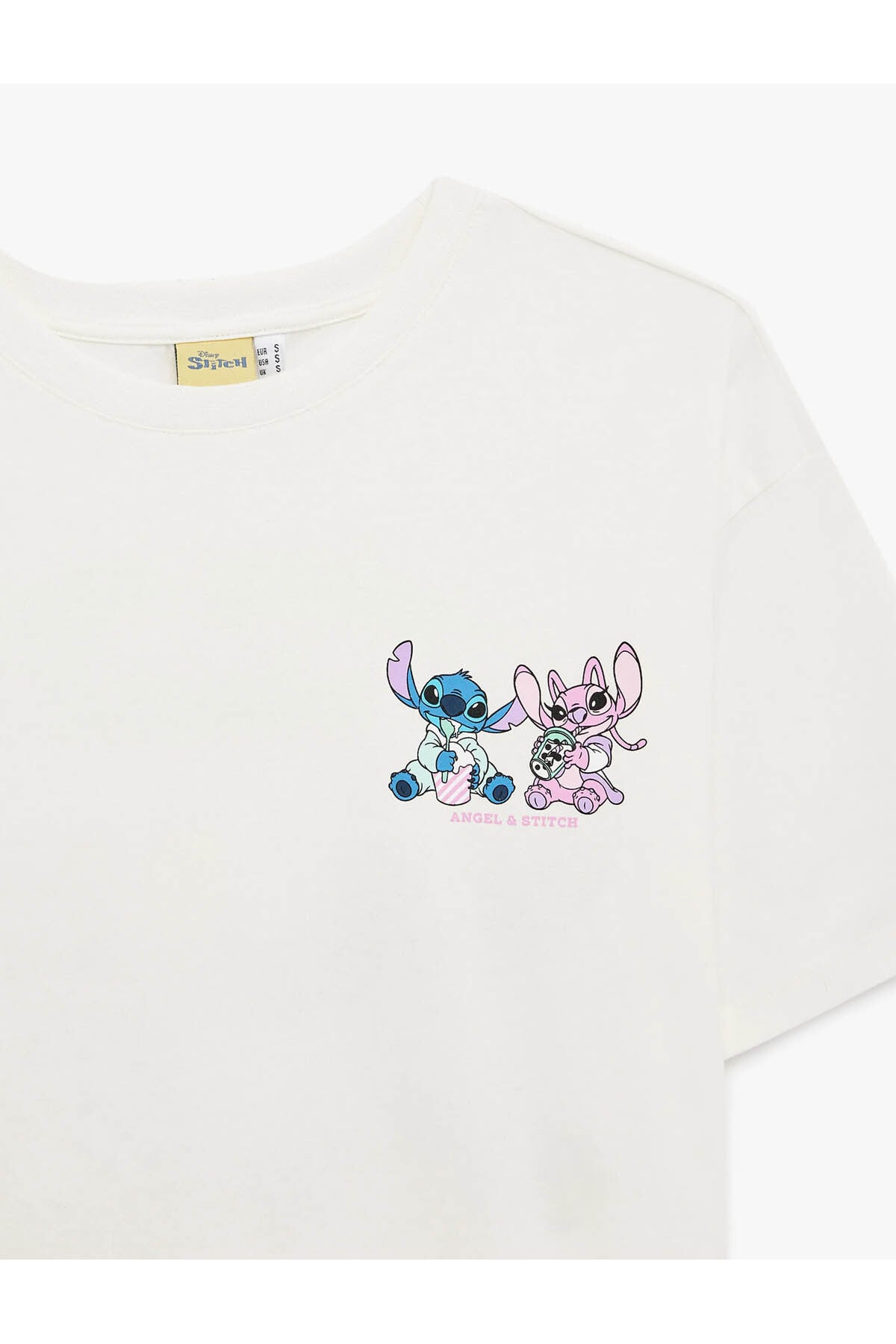 Stitch Lisanslı Ekru Kadın T-Shirt 6SAL10086IK