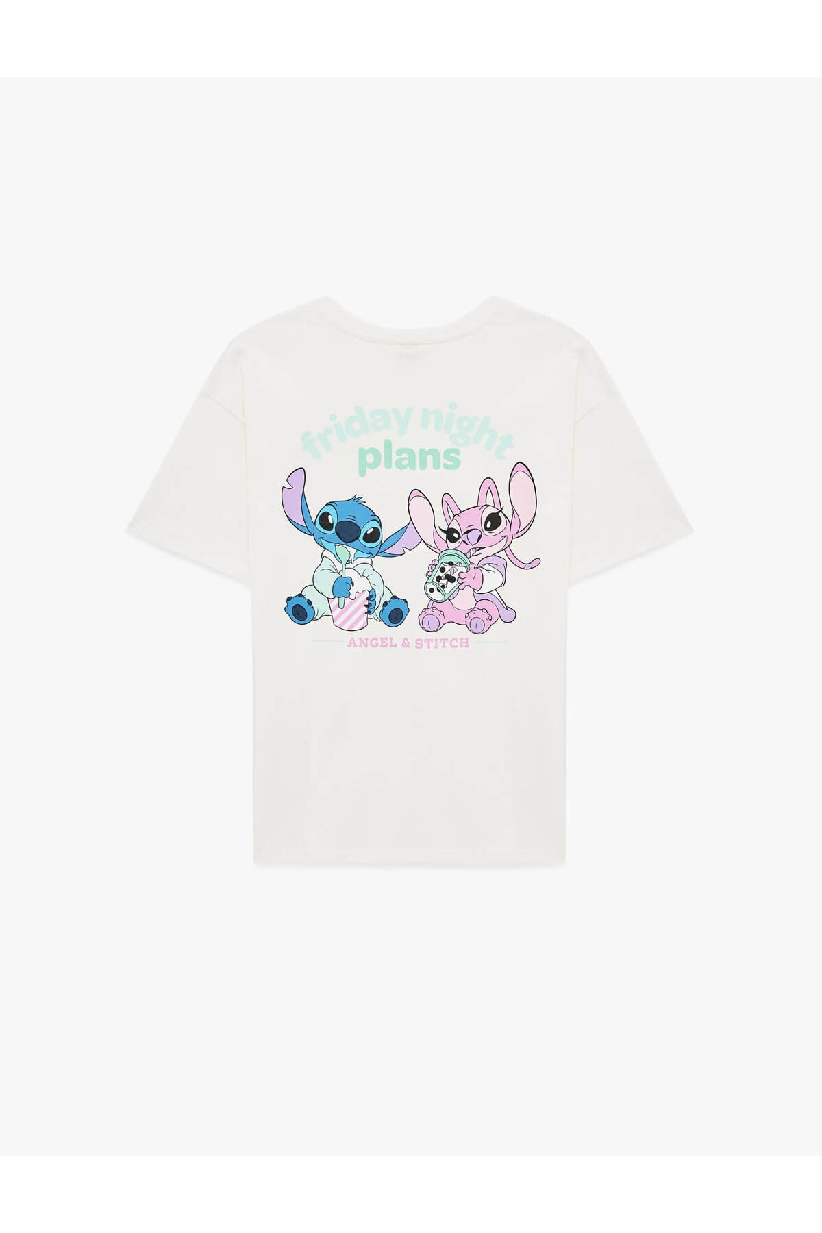 Stitch Lisanslı Ekru Kadın T-Shirt 6SAL10086IK