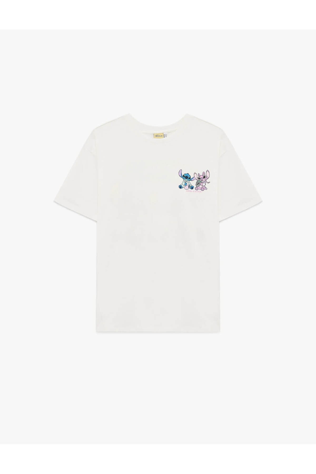 Stitch Lisanslı Ekru Kadın T-Shirt 6SAL10086IK