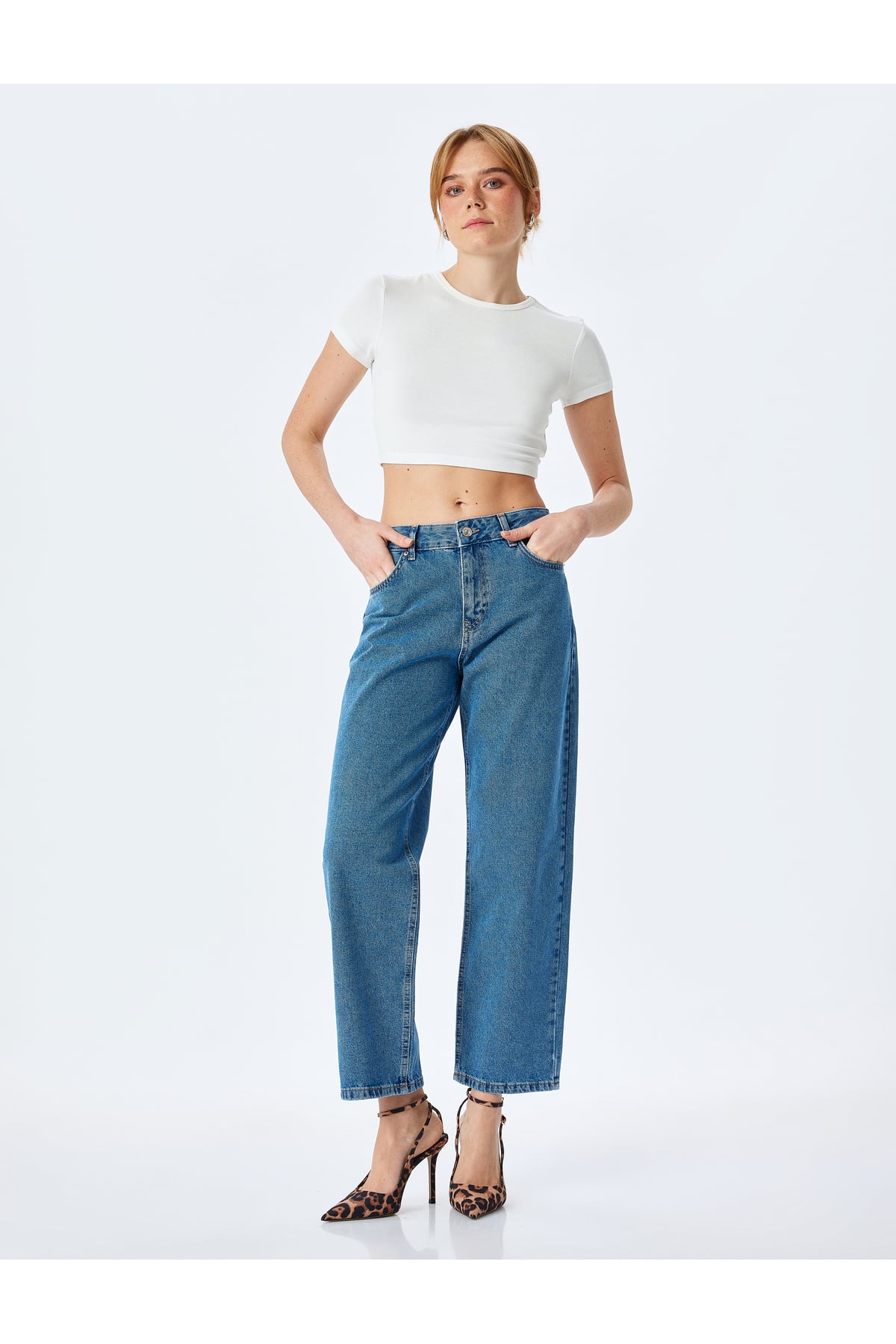 Straight Fit Düz Paça Cepli Denim Pantolon - Straight Fit Jeans