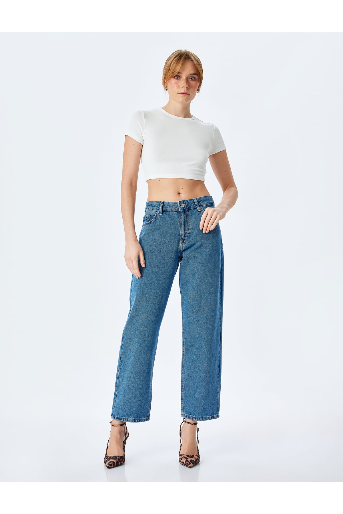 Straight Fit Düz Paça Cepli Denim Pantolon - Straight Fit Jeans