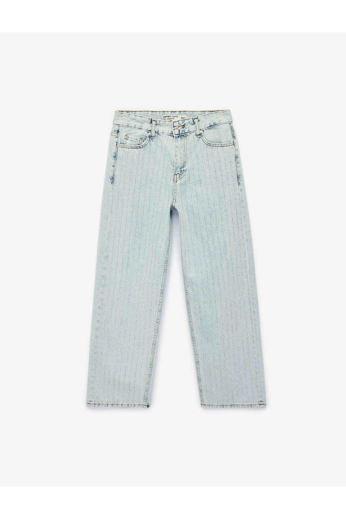 Straight Taşlı Mavi Kadın Jean Pantolon 6SAL40024MD