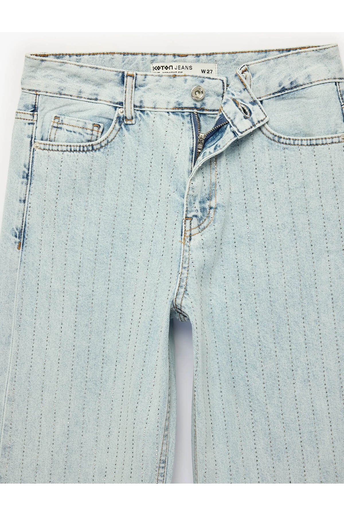 Straight Taşlı Mavi Kadın Jean Pantolon 6SAL40024MD