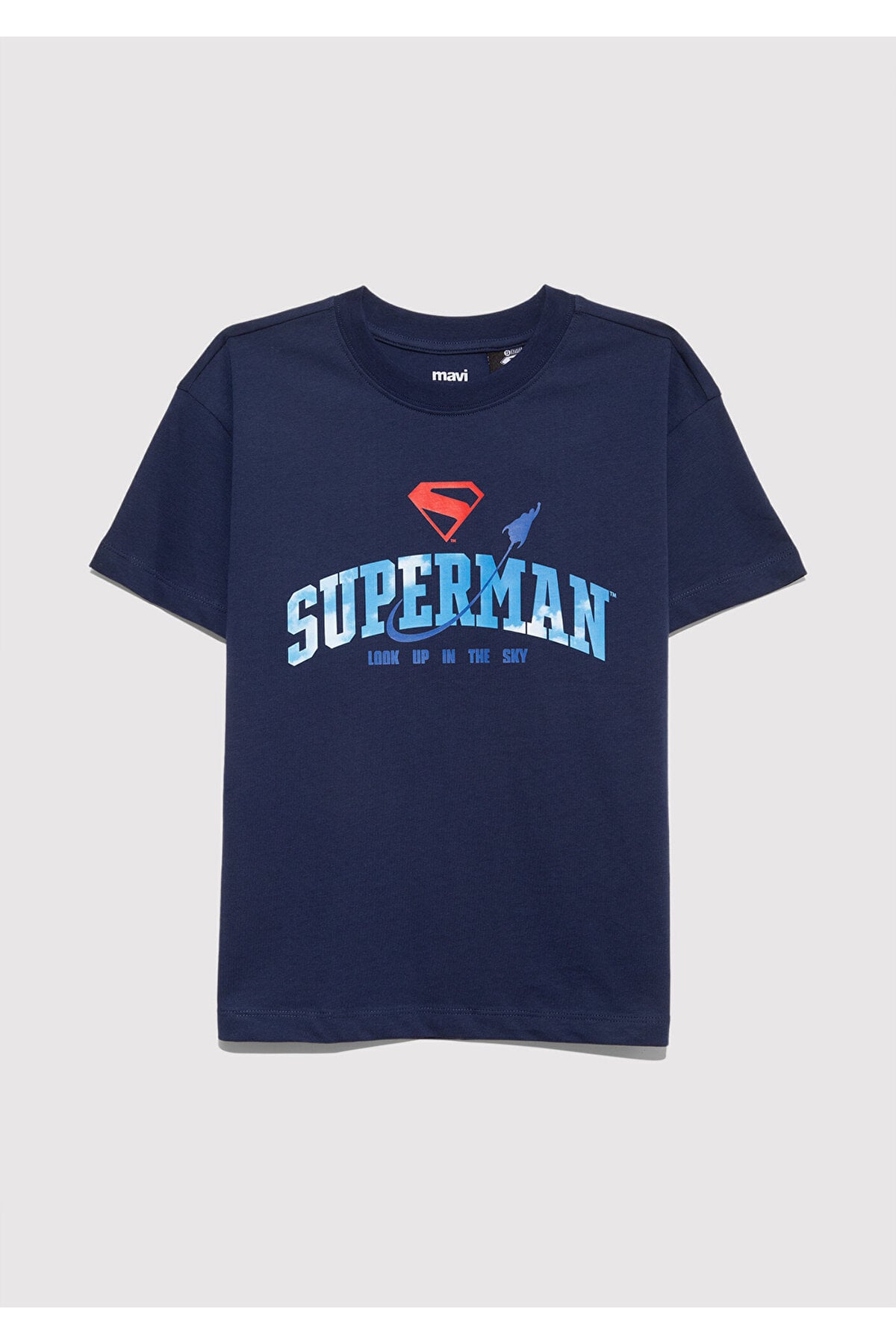 Superman Baskılı Lacivert Tişört Loose Fit / Bol Rahat Kesim 6610380-70720