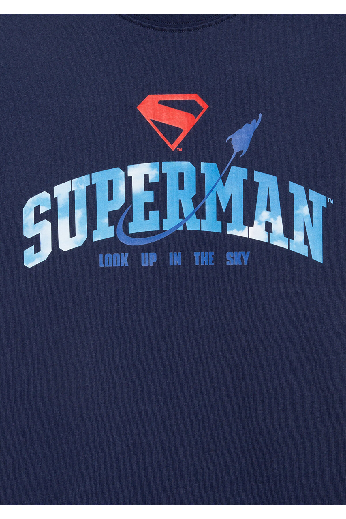 Superman Baskılı Lacivert Tişört Loose Fit / Bol Rahat Kesim 6610380-70720