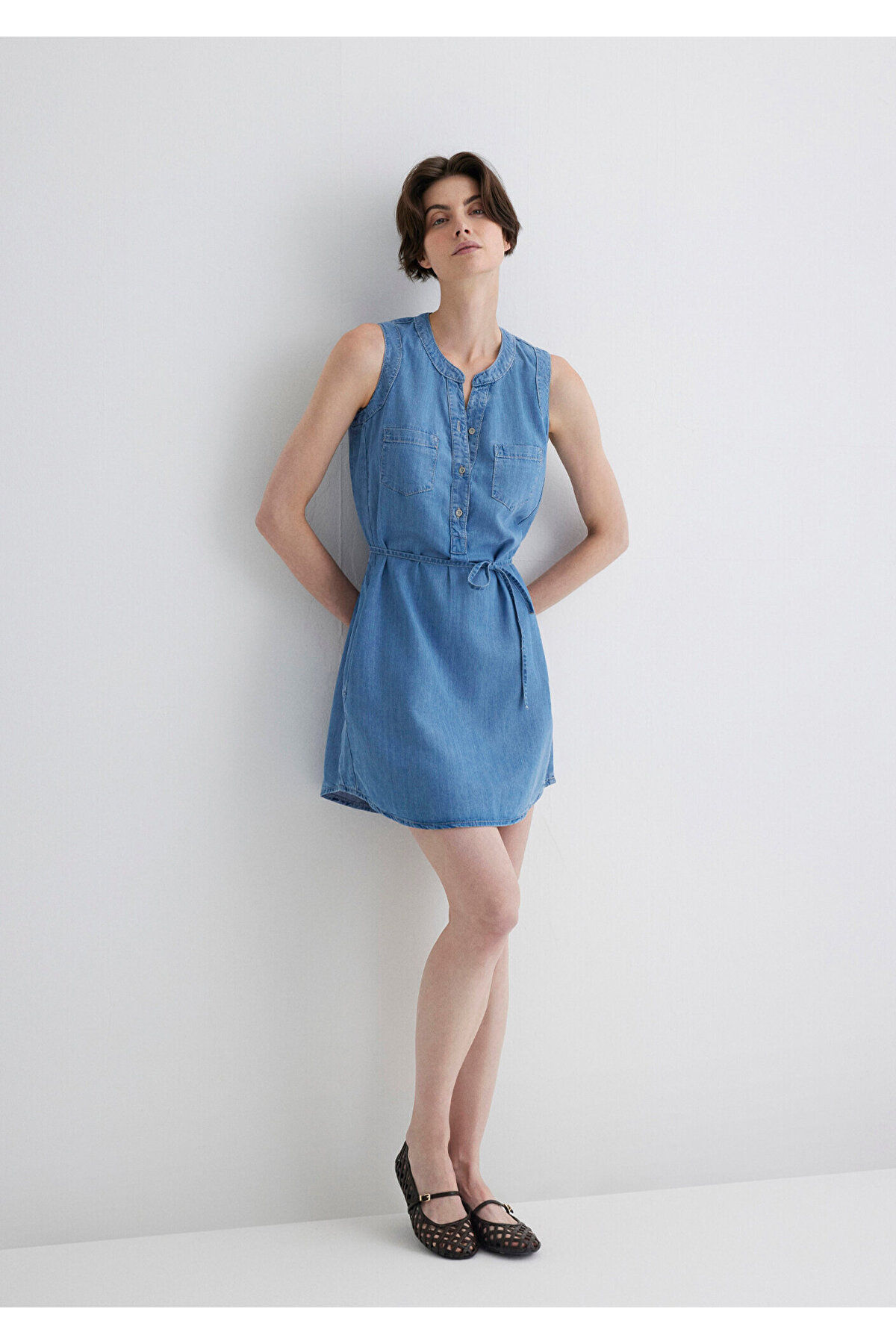 Suzy Gold Klasik Açık Jean Elbise 130317-89756