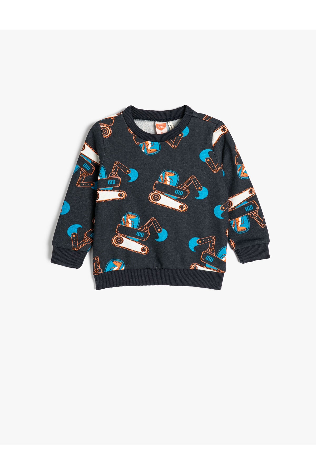 Sweatshirt Vinç Baskılı Bisiklet Yaka Uzun Kollu Şardonlu