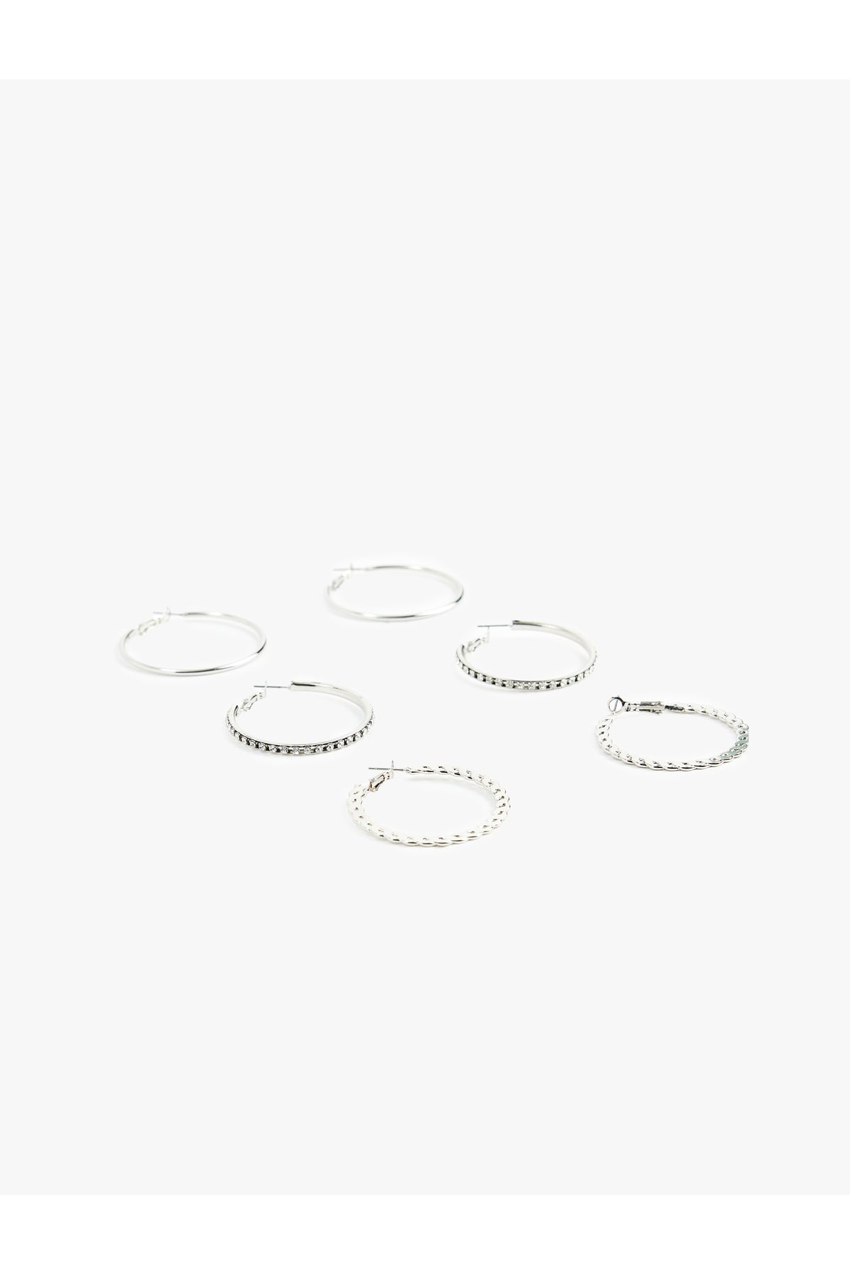 Taşlı Çelik 3'lü Halka Küpe Seti