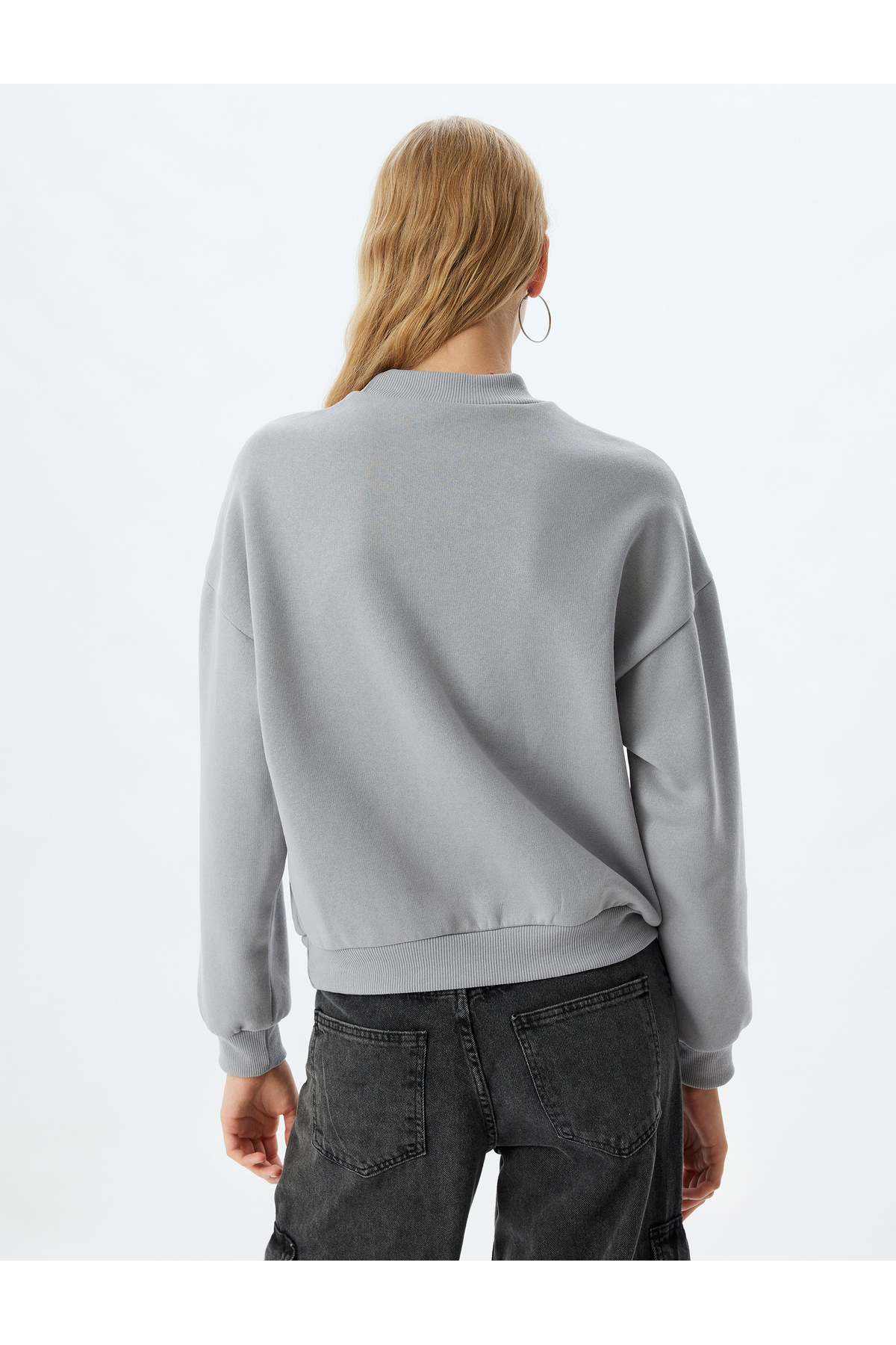 Tom ve Jerry Oversize Sweatshirt Dik Yaka Lisanslı Baskılı Şardonlu