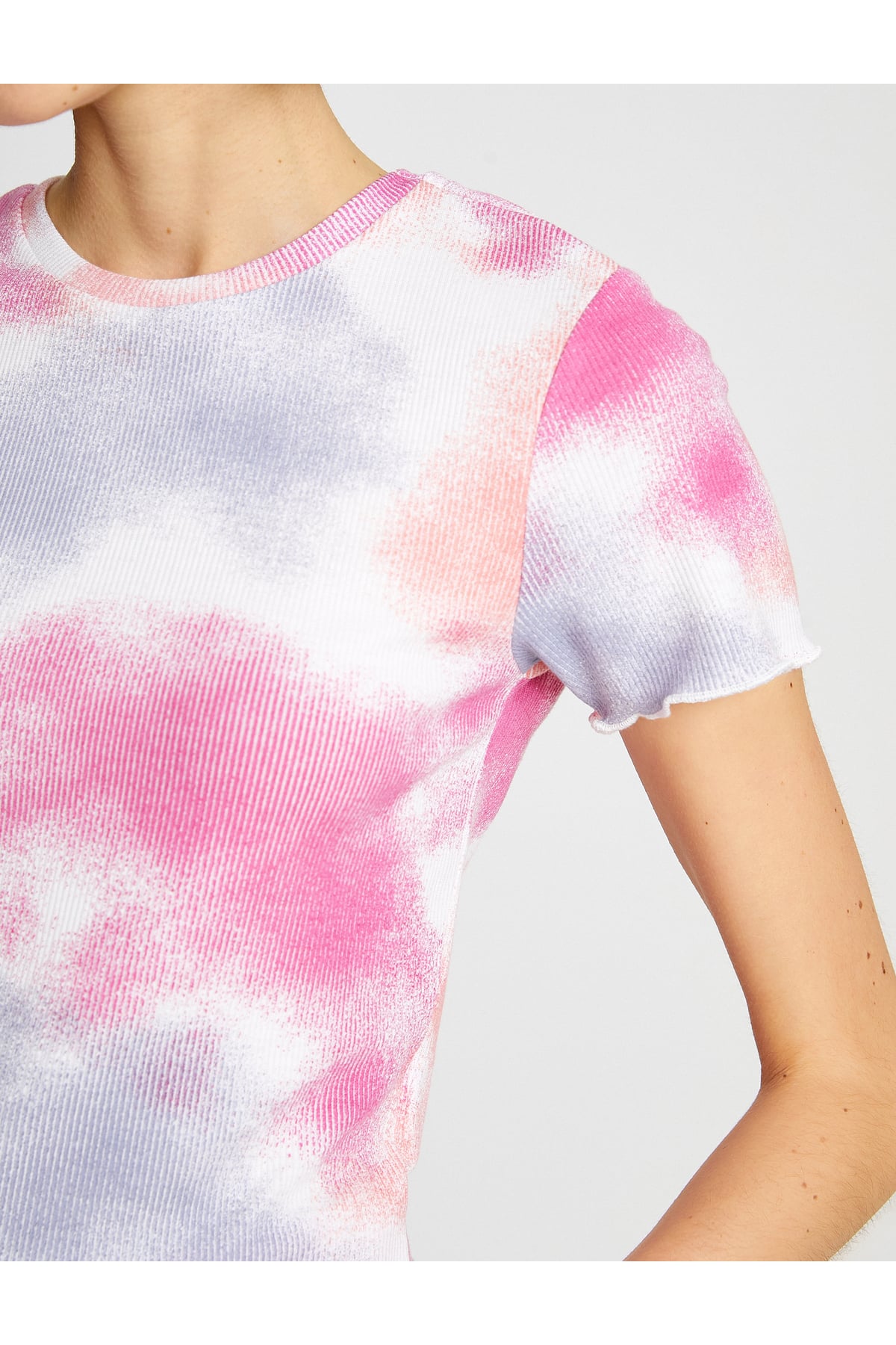 Tshirt Kısa Kollu Bisiklet Yaka Batik Desenli