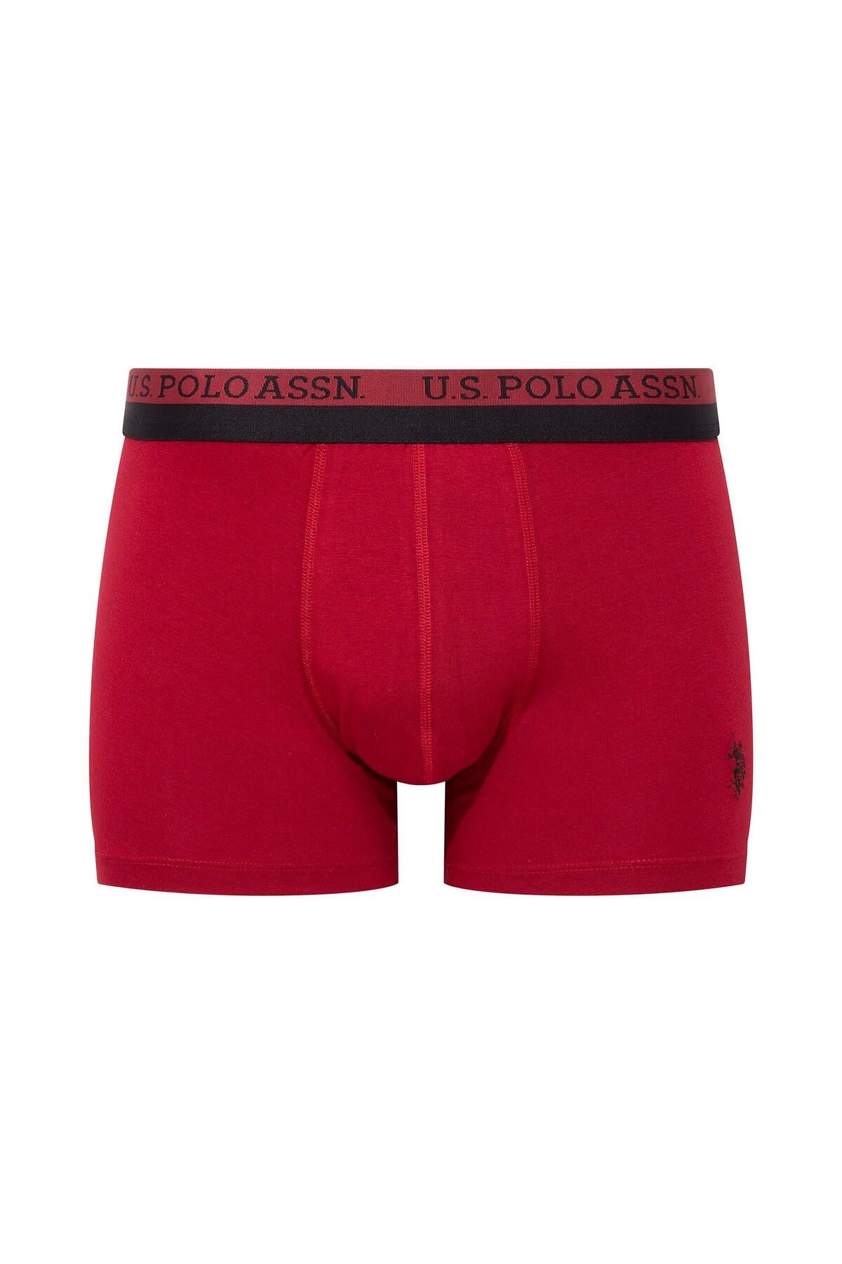 U.S. Polo Assn. 80522 Erkek Baskılı-Bordo-Siyah Modal 3 Lü Boxer
