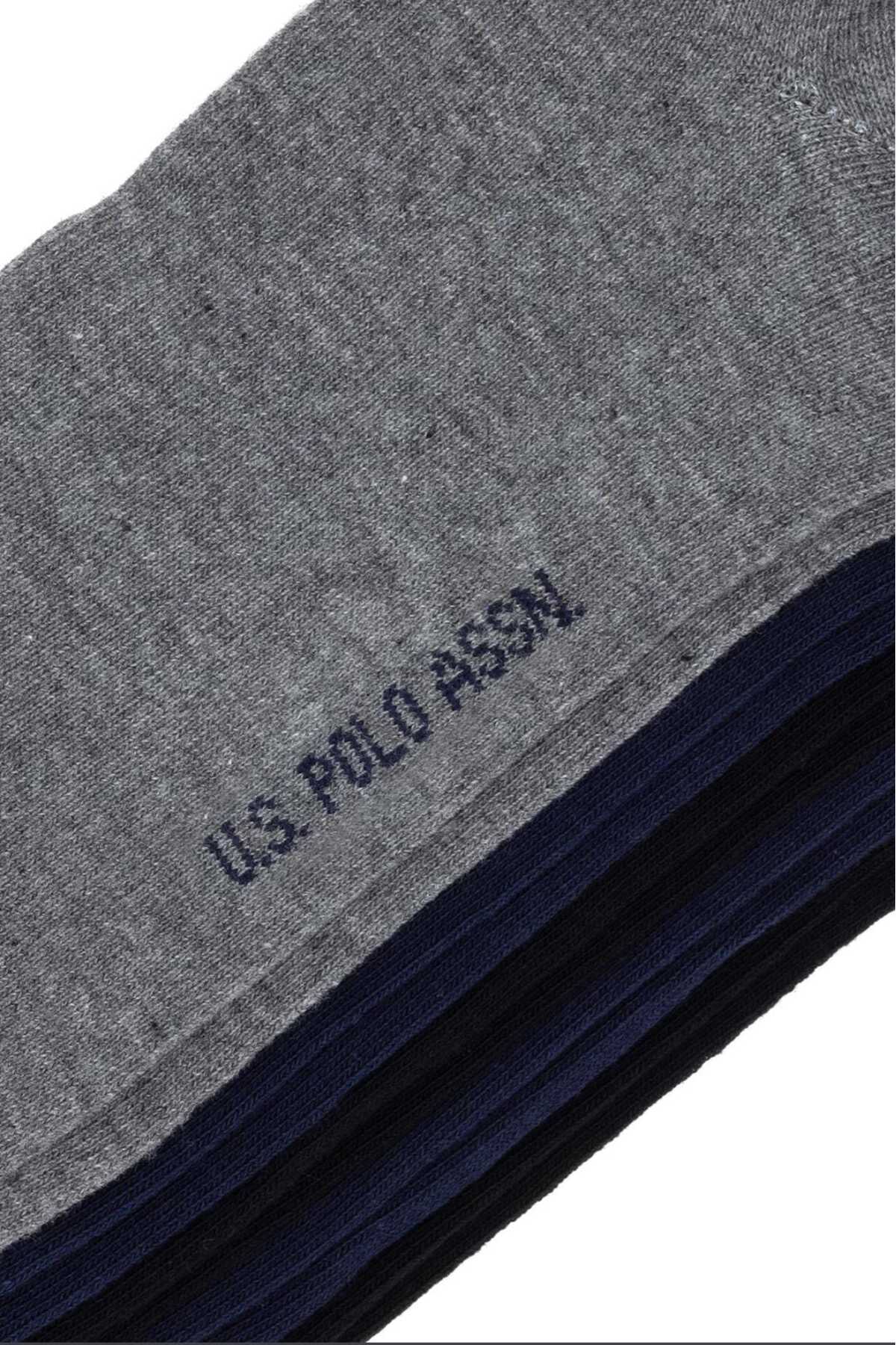 u.s. polo assn. erkek dokuma kumaş gri siyah laciveret 5 li çorap