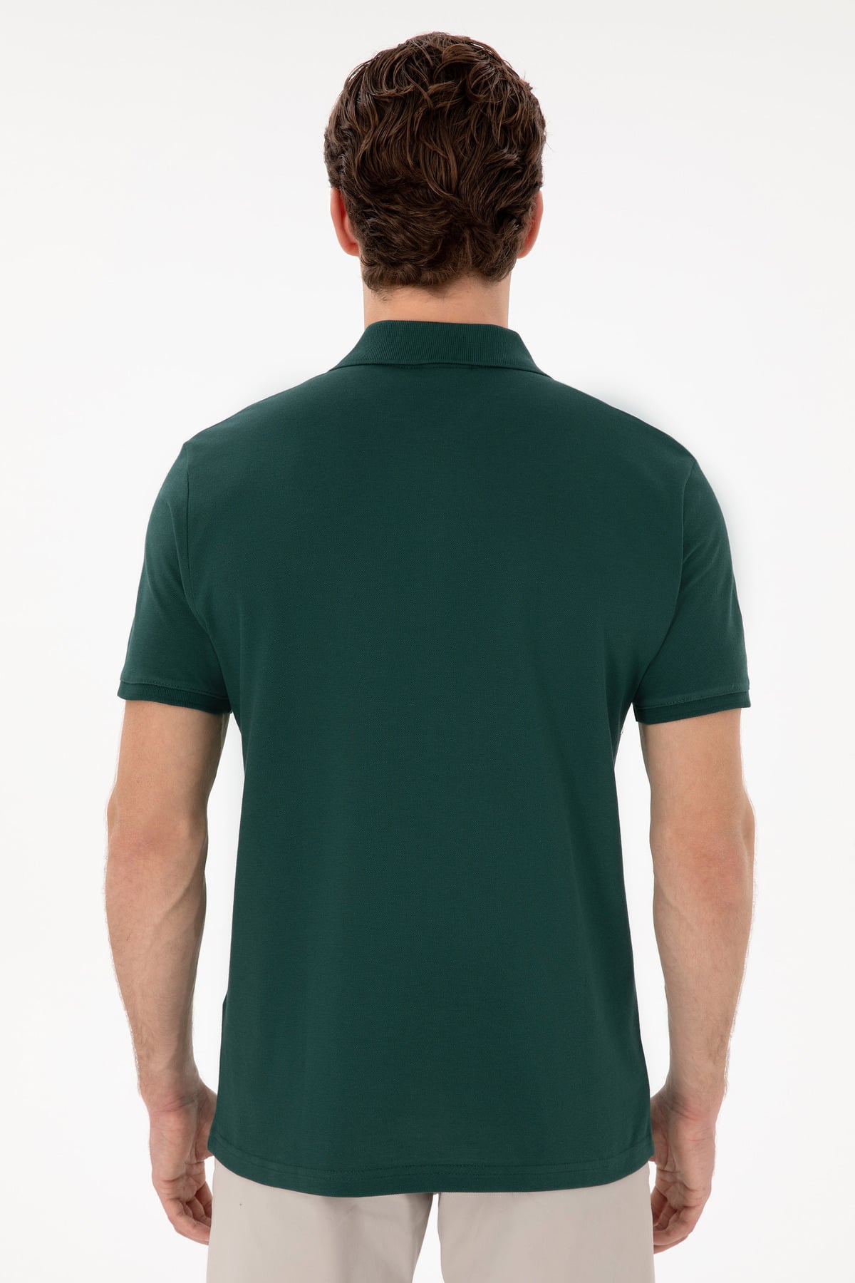U.S. POLO ASSN. DOKUMA KUMAŞ % 100 PAMUK POLO YAKA KISA KOL YEŞİL T-SHİRT
