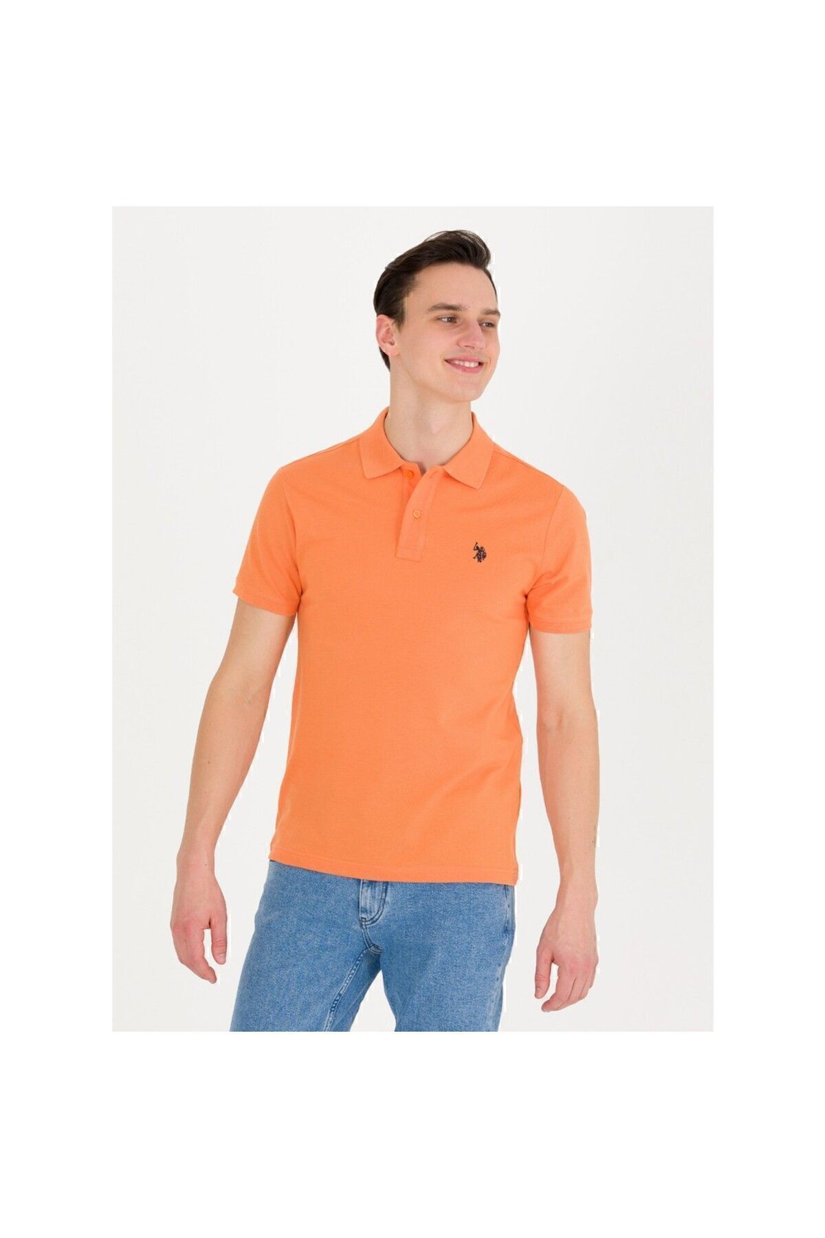 U.S. POLO ASSN. ERKEK DOKUMA POLO YAKA TURUNCU T-SHİRT