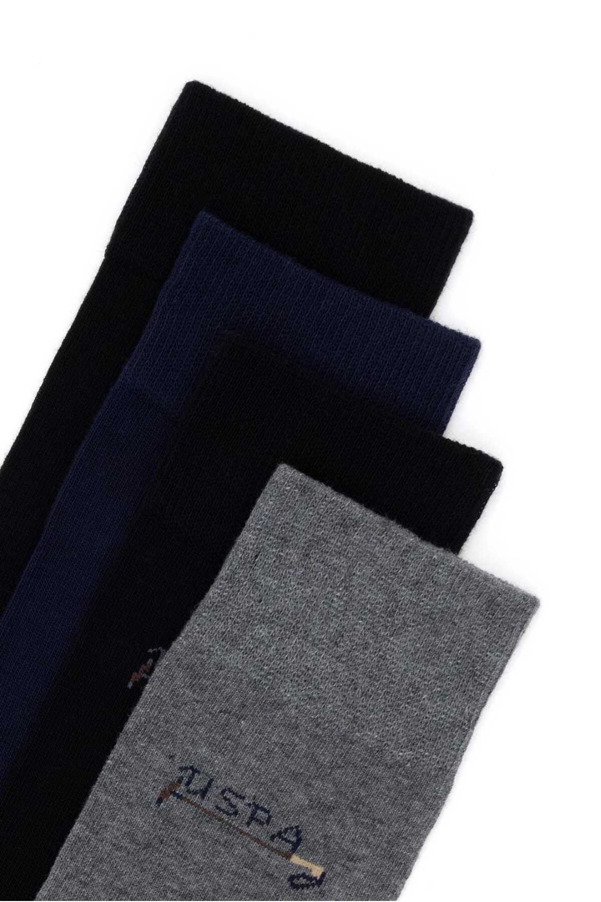 u.s. polo assn. erkek dokuma kumaş gri siyah laciveret 5 li çorap