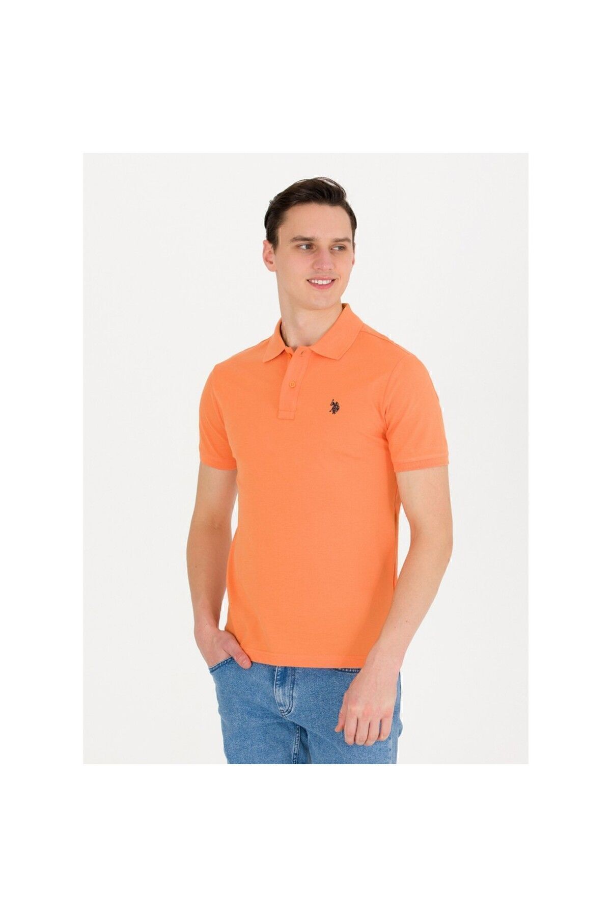 U.S. POLO ASSN. ERKEK DOKUMA POLO YAKA TURUNCU T-SHİRT