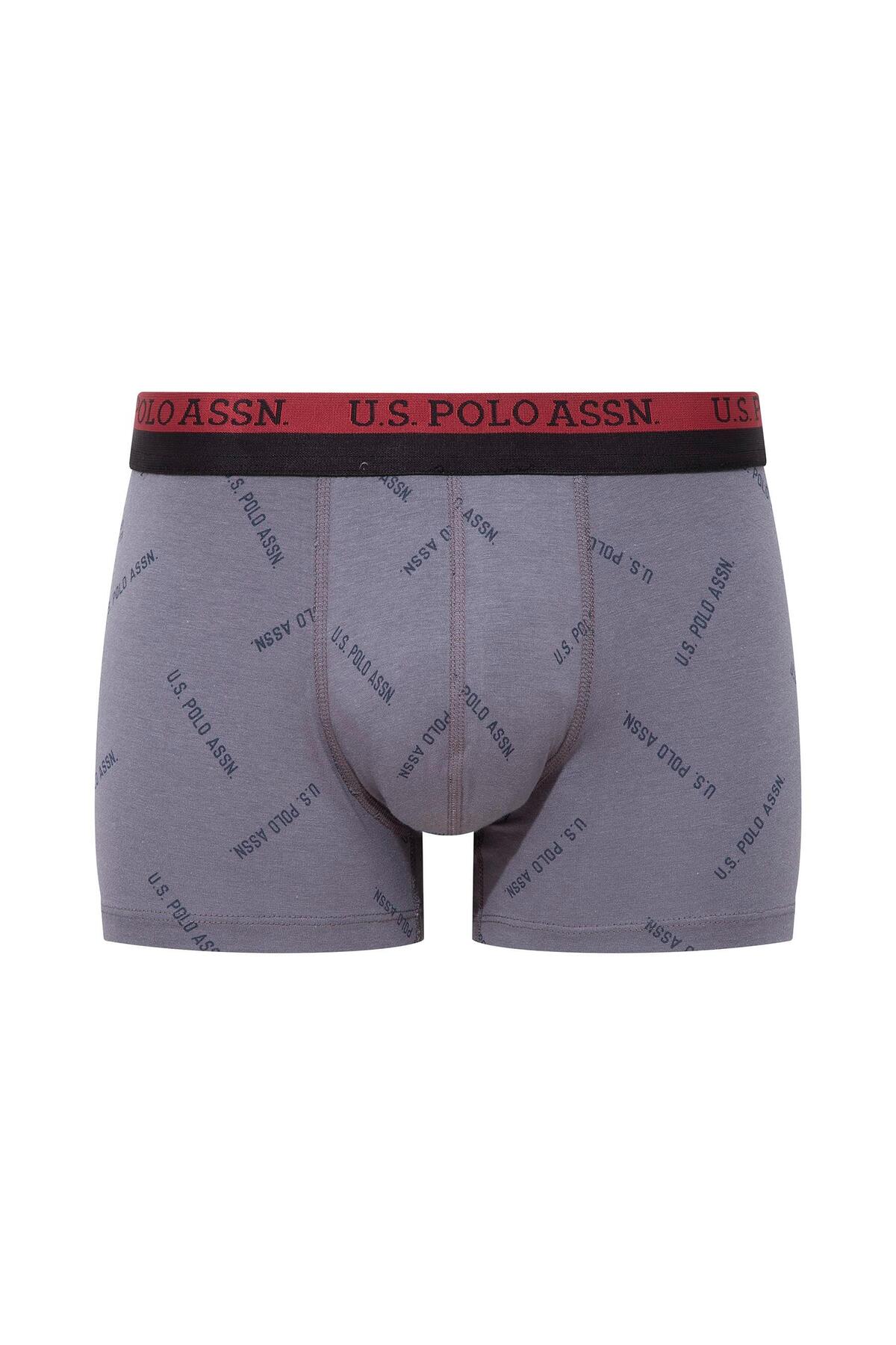 U.S. Polo Assn. 80522 Erkek Baskılı-Bordo-Siyah Modal 3 Lü Boxer