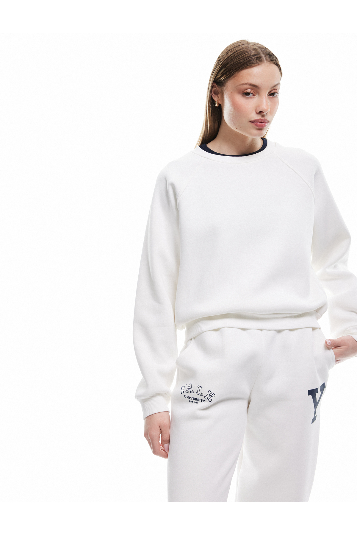 Üç İplik Şardonlu Dikiş Detaylı Bisiklet Yaka Oversize Sweatshirt