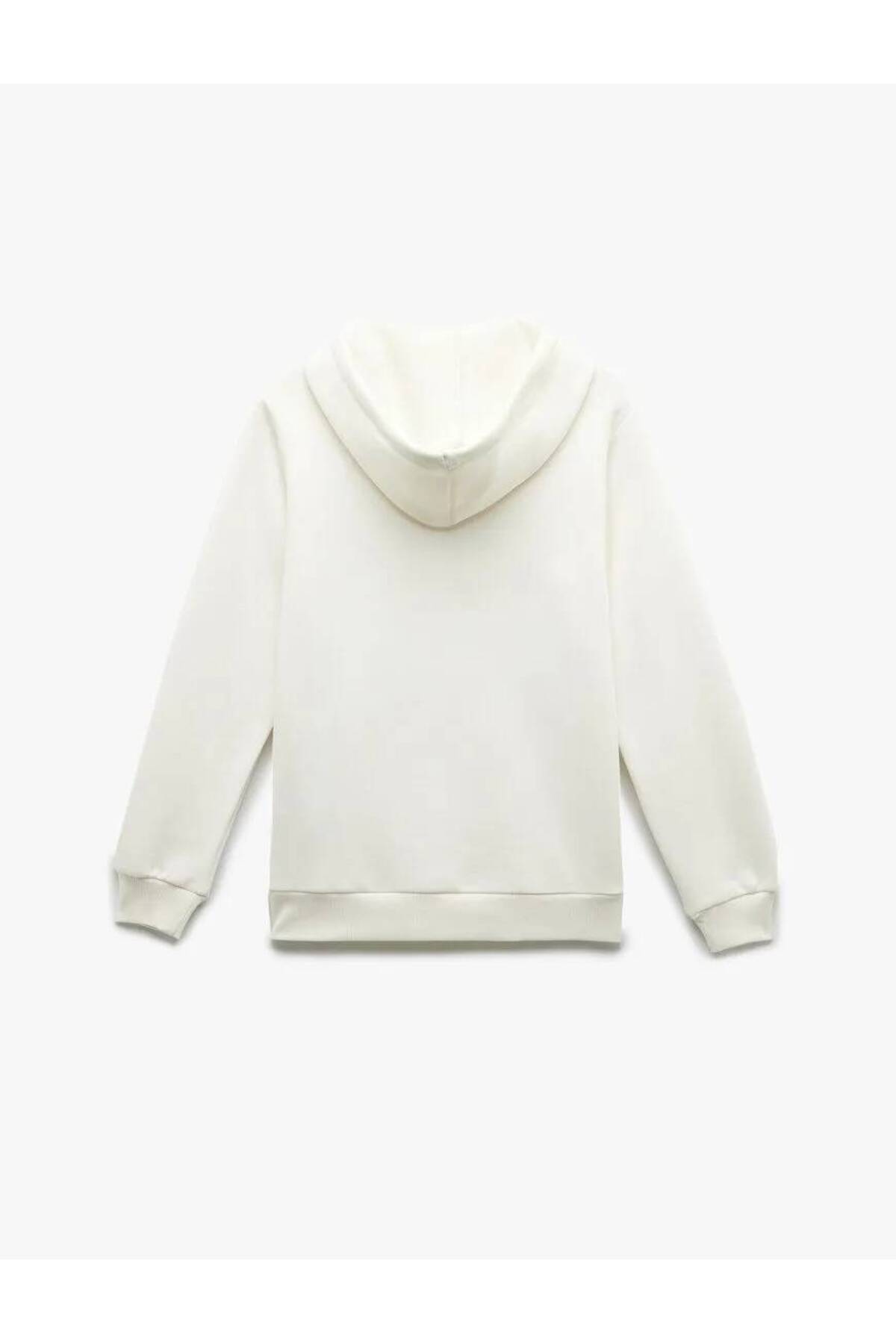 Üç İplik Şardonlu Kanguru Cep Detaylı Kedi Baskılı Kapüşonlu Sweatshirt