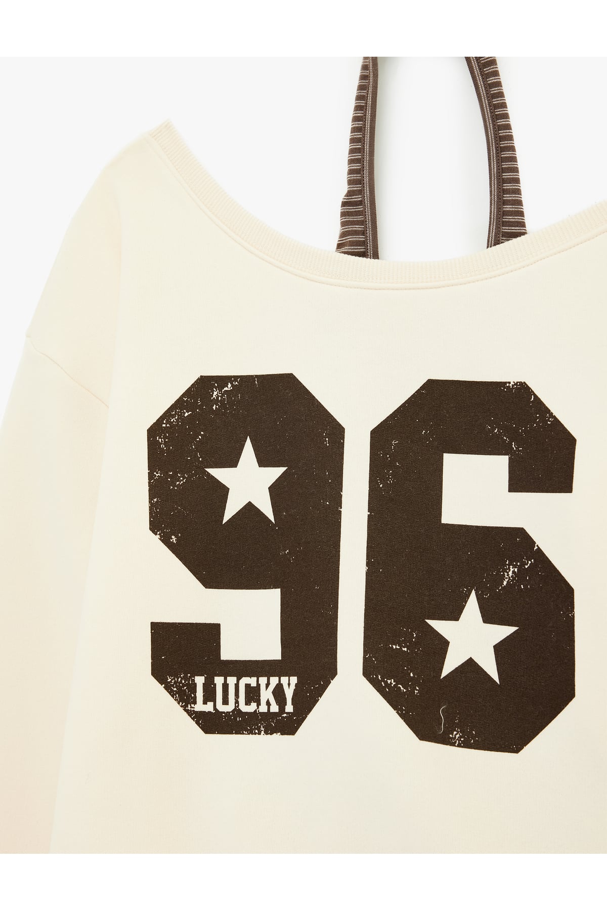 Üç İplik Şardonlu Uzun Kollu Baskılı Halter Yaka Sweatshirt