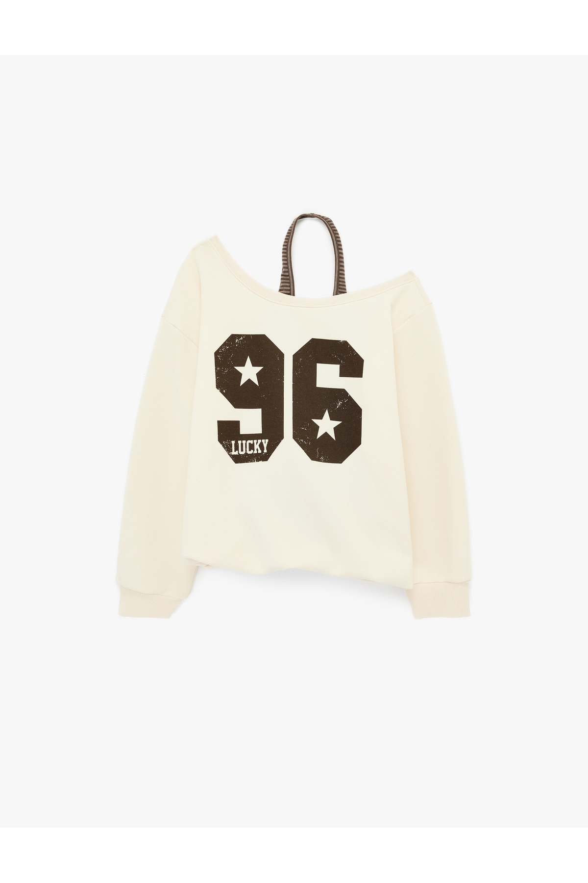 Üç İplik Şardonlu Uzun Kollu Baskılı Halter Yaka Sweatshirt
