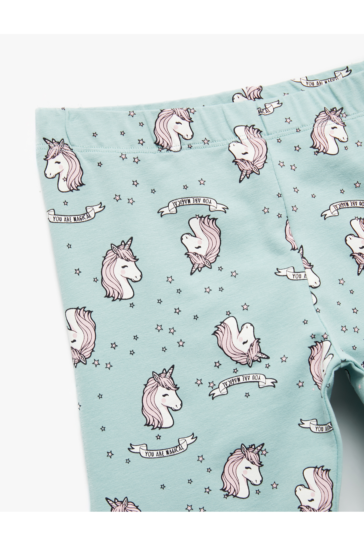 Unicorn Desenli Beli Lastikli Pamuklu Uzun Tayt