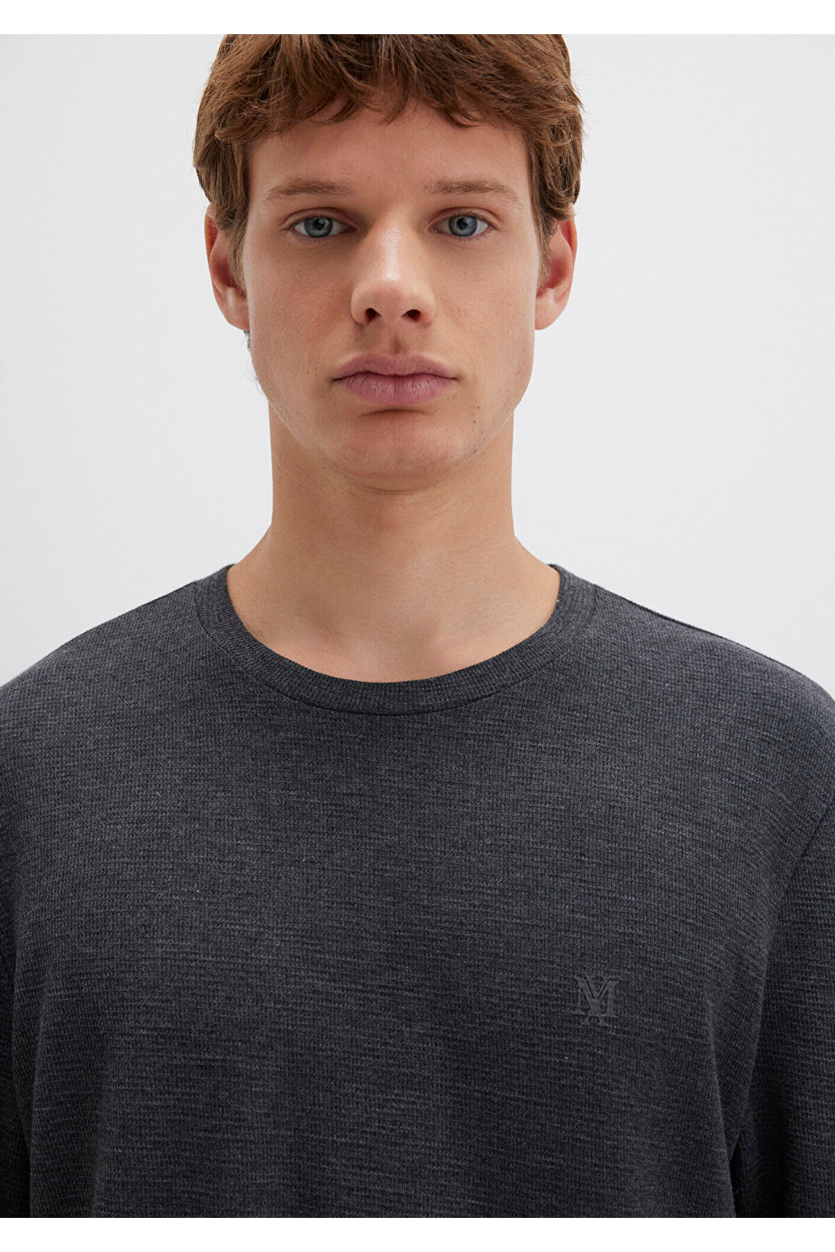 Uzun Kollu Antrasit Basic Tişört Slim Fit / Dar Kesim 065755-29758