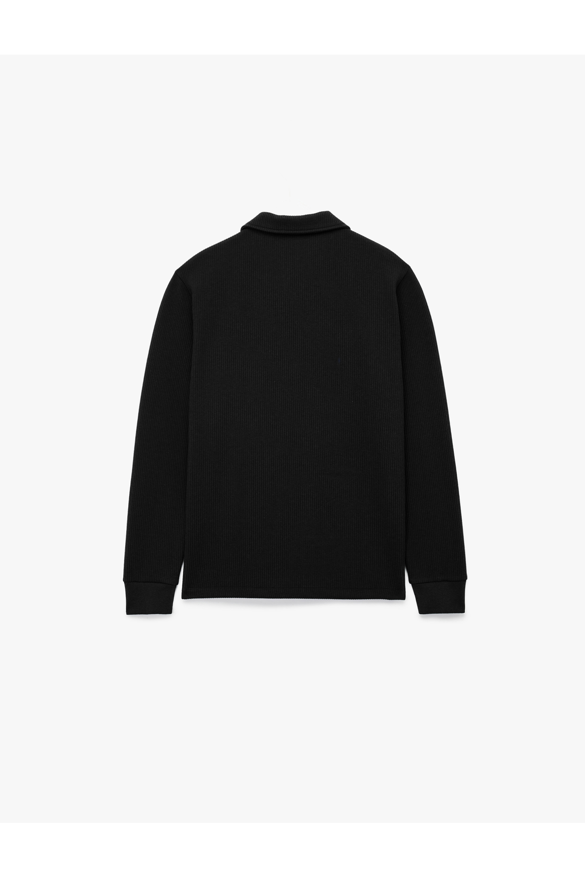 Uzun Kollu Basic Dokulu Yarım Fermuarlı Polo Yaka Sweatshirt