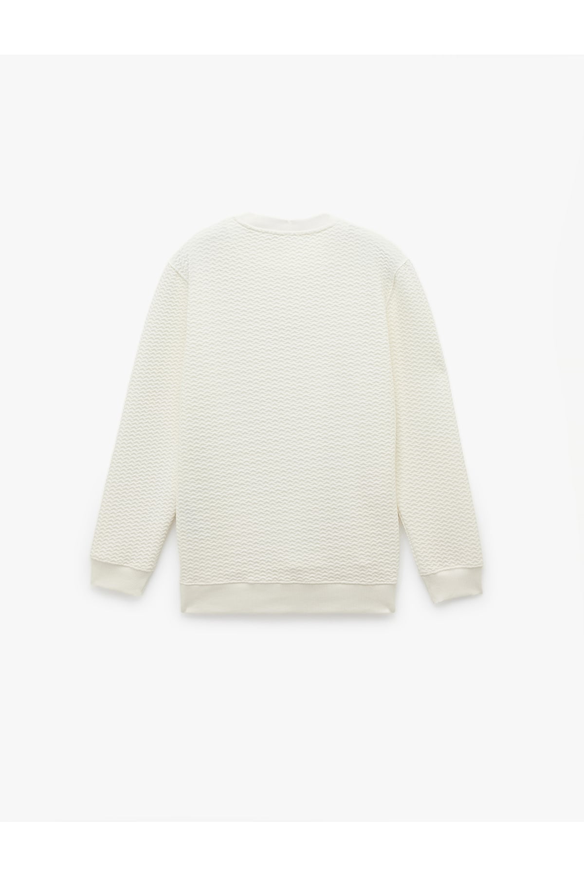 Uzun Kollu Bisiklet Yaka Dokulu İşlemeli Sweatshirt