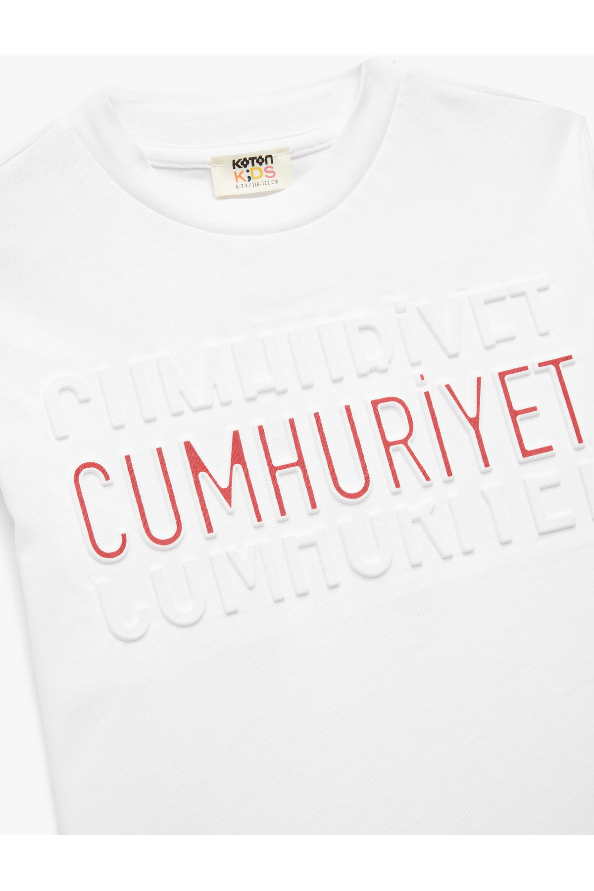 Uzun Kollu Bisiklet Yaka Pamuklu Cumhuriyet Baskılı Tişört